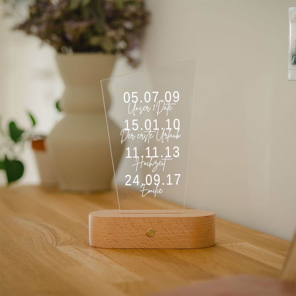 Personalisierbare LED-Lampe Wichtige Daten, Geburtstagsgeschenk, Geschenke für Frauen, Geschenke für Freundin, Geschenk für Schwester, Geschenk für Mama, Geschenk für Papa, Witzige Geschenke, Romantische Geschenke, Hochzeitsgeschenk, Geschenk, Geschenkide