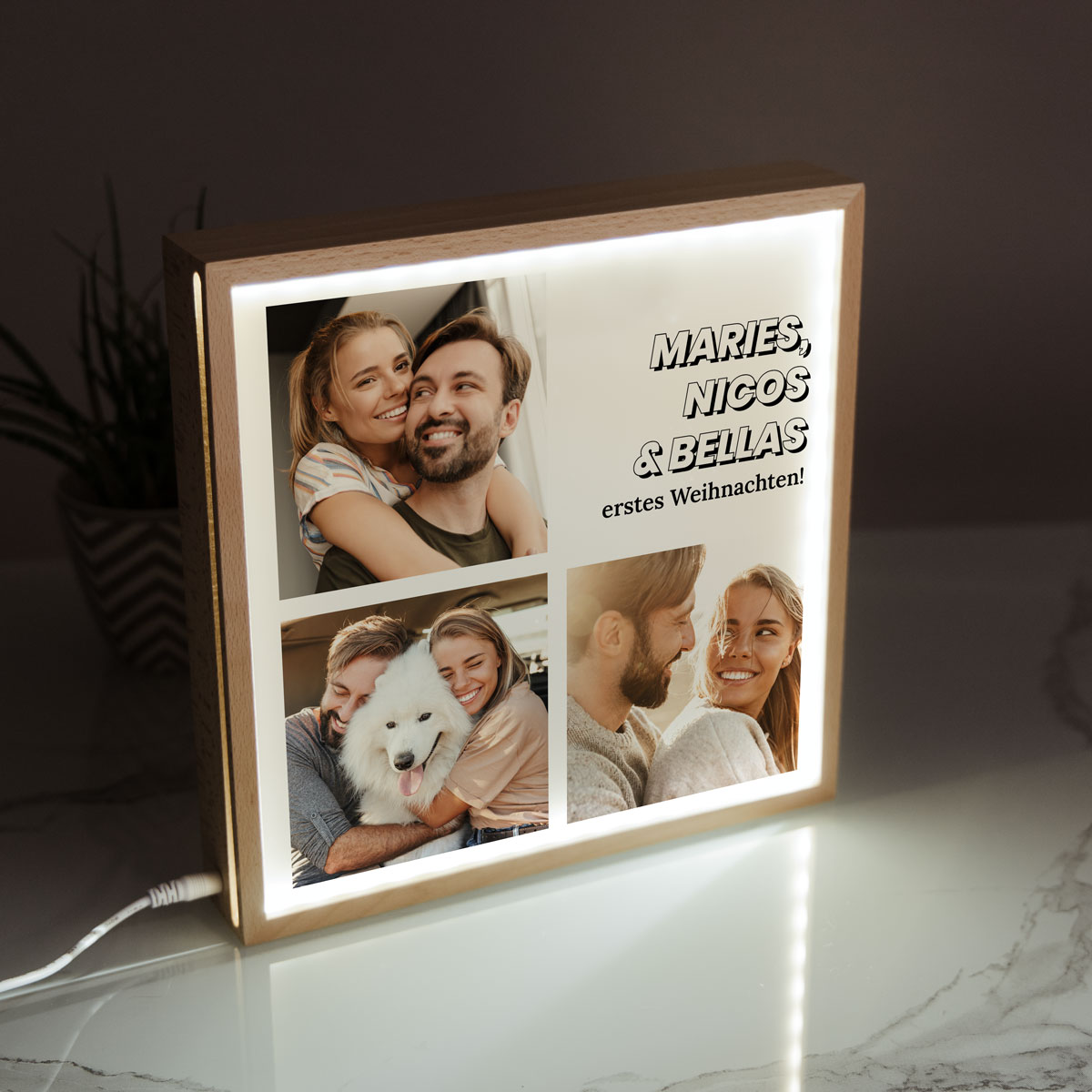 Light Box mit 3 Bildern und Text, personalisiert, personalisierbar, Fotogeschenk, Geschenke für Frauen, Geschenke für Freundin, Geschenk für Schwester, Witzige Geschenke, Romantische Geschenke, Hochzeitsgeschenk, Geschenk, Geschenkidee