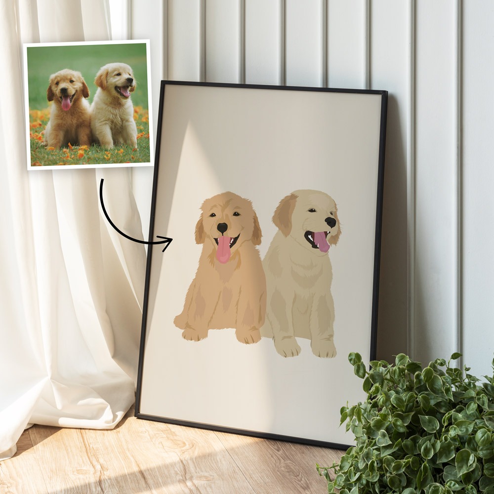 Handgezeichnete Poster Illustration mit deinen Haustieren, Fotogeschenk, Geschenke für Frauen, Geschenke für Freundin, Geschenk für Schwester, Geschenk für Mama, Romantische Geschenke, Hochzeitsgeschenk, Kleine Geschenke, Geschenk, Geschenkidee