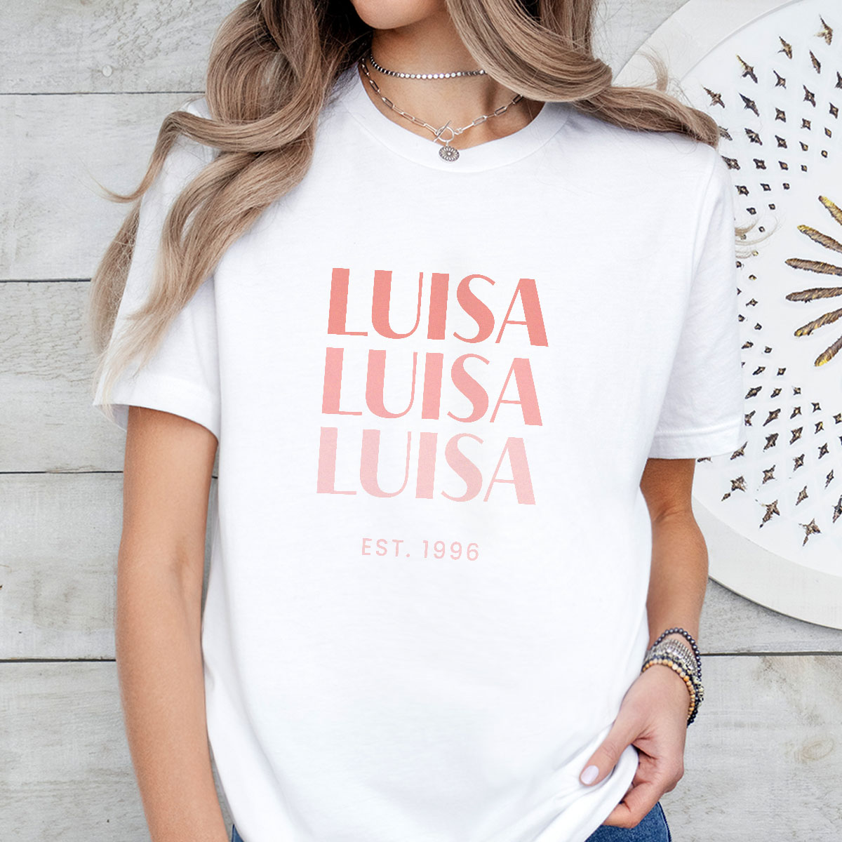 Personalisierbares T-Shirt mit 3 Zeilen, Weihnachtsgeschenk, Geburtstagsgeschenk, Geschenke für Frauen, Geschenke für Freundin, Geschenk für Schwester, Geschenk für Mama, Witzige Geschenke, Romantische Geschenke, Hochzeitsgeschenk, Kleine Geschenke, Gesch