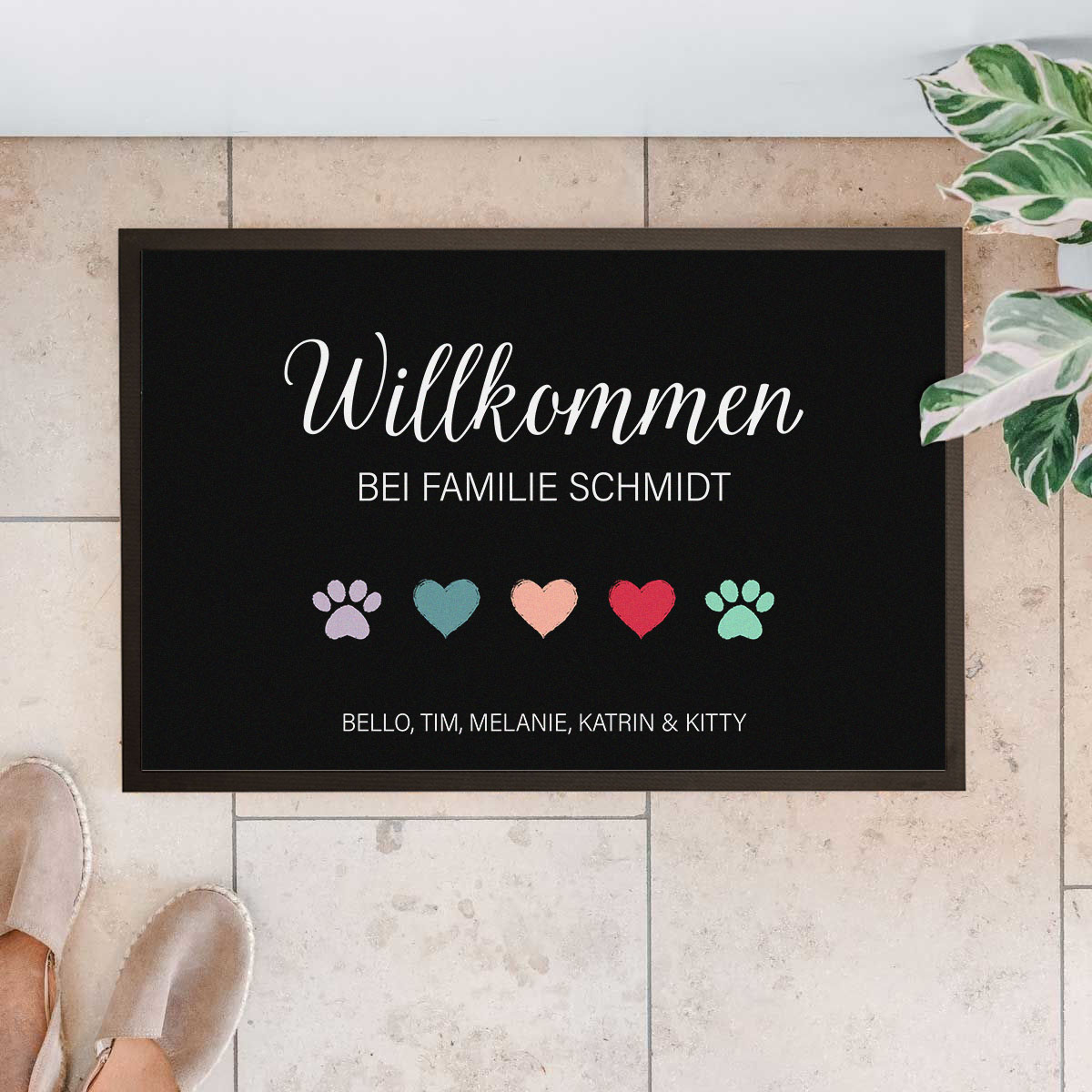 Personalisierbare Fußmatte mit Symbolen und Namen, Weihnachtsgeschenk, Geburtstagsgeschenk, Geschenke für Frauen, Geschenke für Freundin, Geschenk für Schwester, Romantische Geschenke, Hochzeitsgeschenk, Kleine Geschenke, Geschenk, Geschenkidee