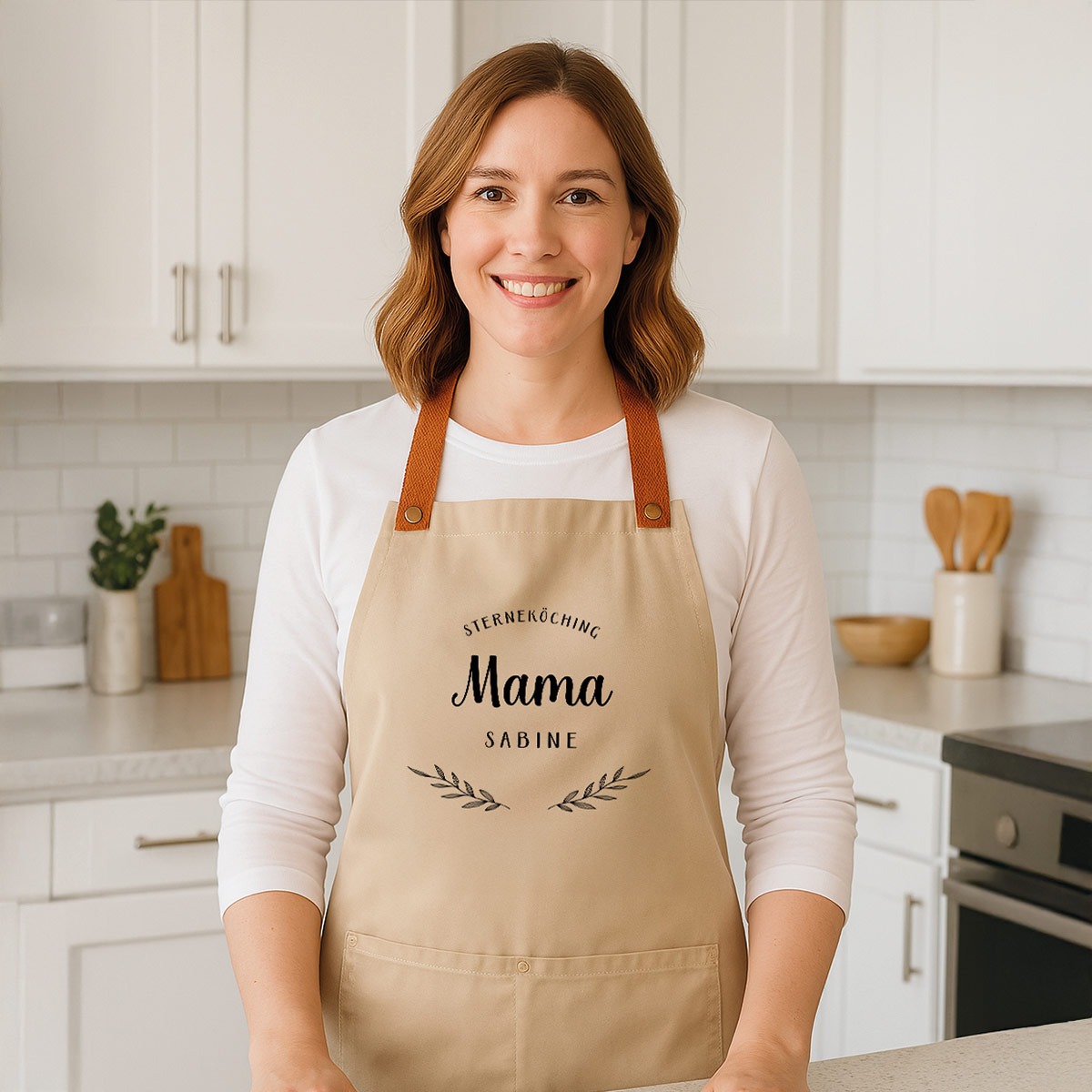 Personalisierbare Schürze mit Kranz und Text, Weihnachtsgeschenk, Geburtstagsgeschenk, Geschenke für Frauen, Geschenke für Freundin, Geschenk für Schwester, Geschenk für Mama, Witzige Geschenke, Romantische Geschenke, Hochzeitsgeschenk, Kleine Geschenke,