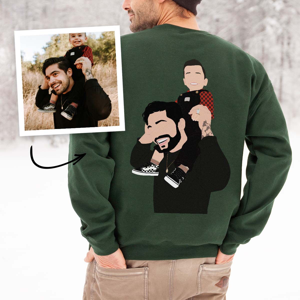 Personalisierbarer Pullover mit Illustration 2 Personen, Fotogeschenk, Geburtstagsgeschenk, Geschenk für Männer, Geschenk für Freund, Geschenk für Bruder, Witzige Geschenke, Romantische Geschenke, Hochzeitsgeschenk, Kleine Geschenke, Geschenk, Geschenkide