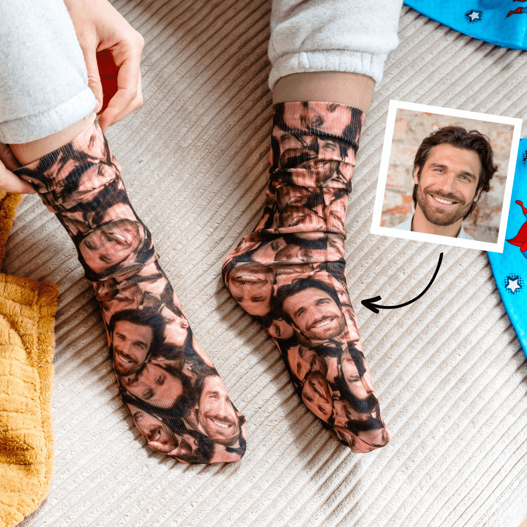 Personalisierbare Socken mit Gesicht, Weihnachtsgeschenk, Fotogeschenk, Geburtstagsgeschenk, Geschenk für Männer, Geschenk für Freund, Geschenk für Bruder, Geschenke für Frauen, Geschenke für Freundin, Geschenk für Schwester, Geschenk für Mama, Geschenk f