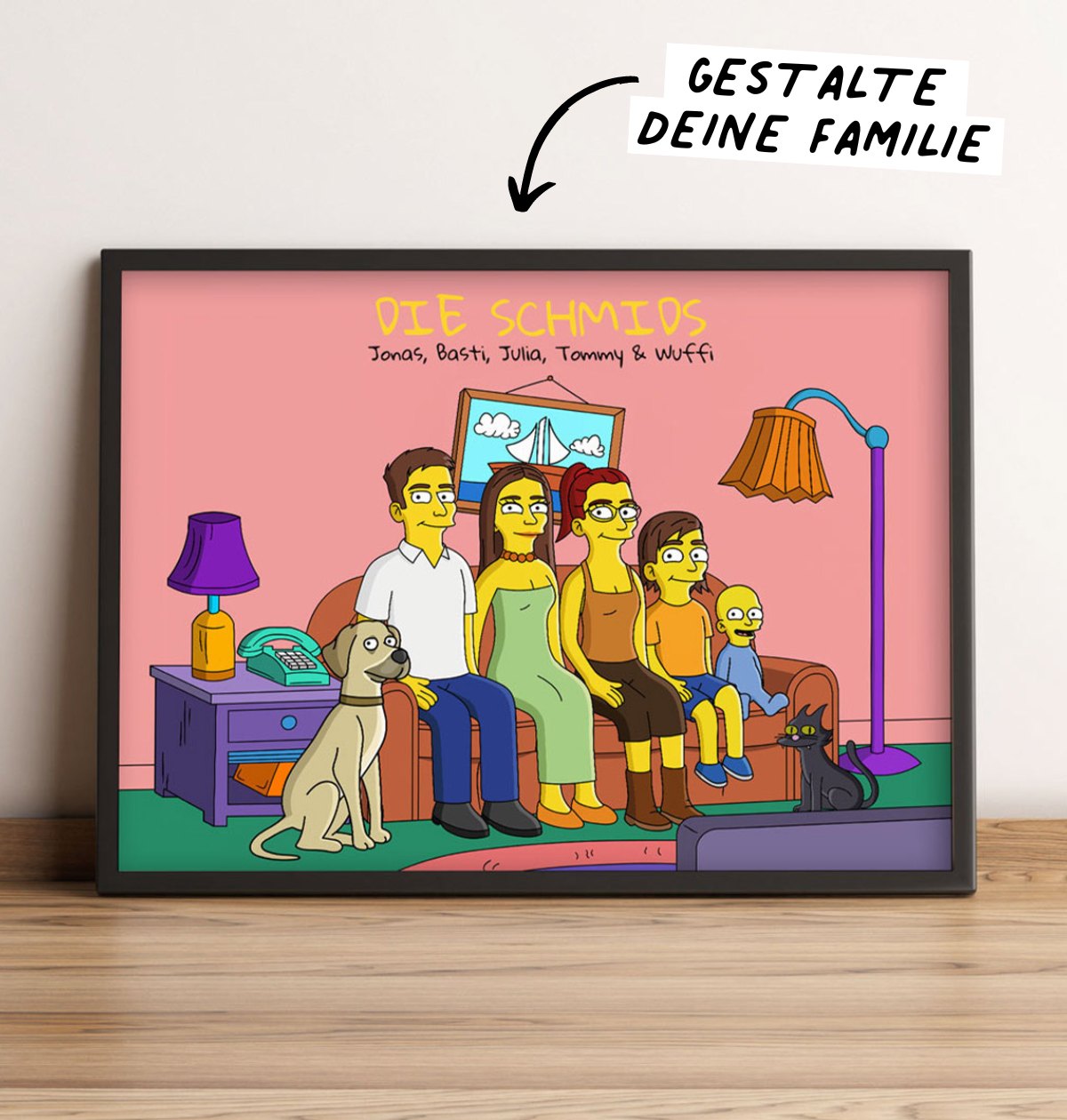 Personalisierbare Poster-Illustration Cartoon Familie, Witzige Geschenke, Romantische Geschenke, Hochzeitsgeschenk, Kleine Geschenke, Geschenk, Geschenkidee