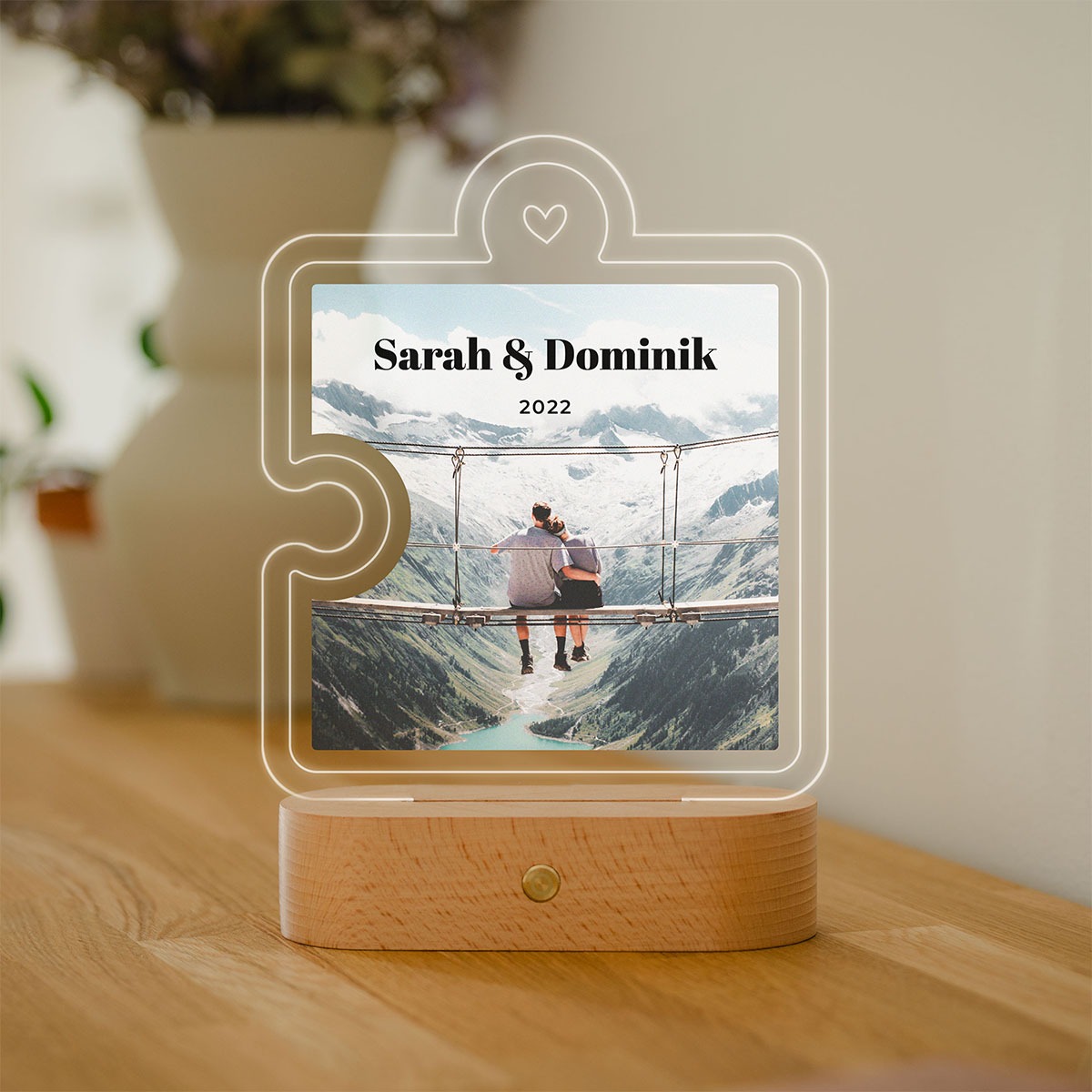 Personalisierbare LED-Lampe Puzzle Teil mit Foto und Text, Valentinstag Geschenk, Fotogeschenk, Romantische Geschenke, Hochzeitsgeschenk, Kleine Geschenke, Geschenk, Geschenkidee