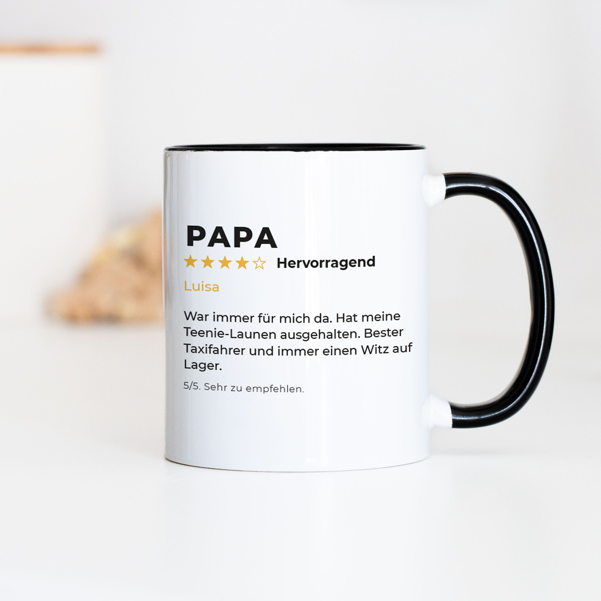 Die Tasse mit deiner Bewertung, personalisiert, personalisierbar, Weihnachtsgeschenk, Geburtstagsgeschenk, Geschenk für Männer, Geschenk für Freund, Geschenk für Bruder, Geschenke für Frauen, Geschenke für Freundin, Geschenk für Schwester, Geschenk für Ma