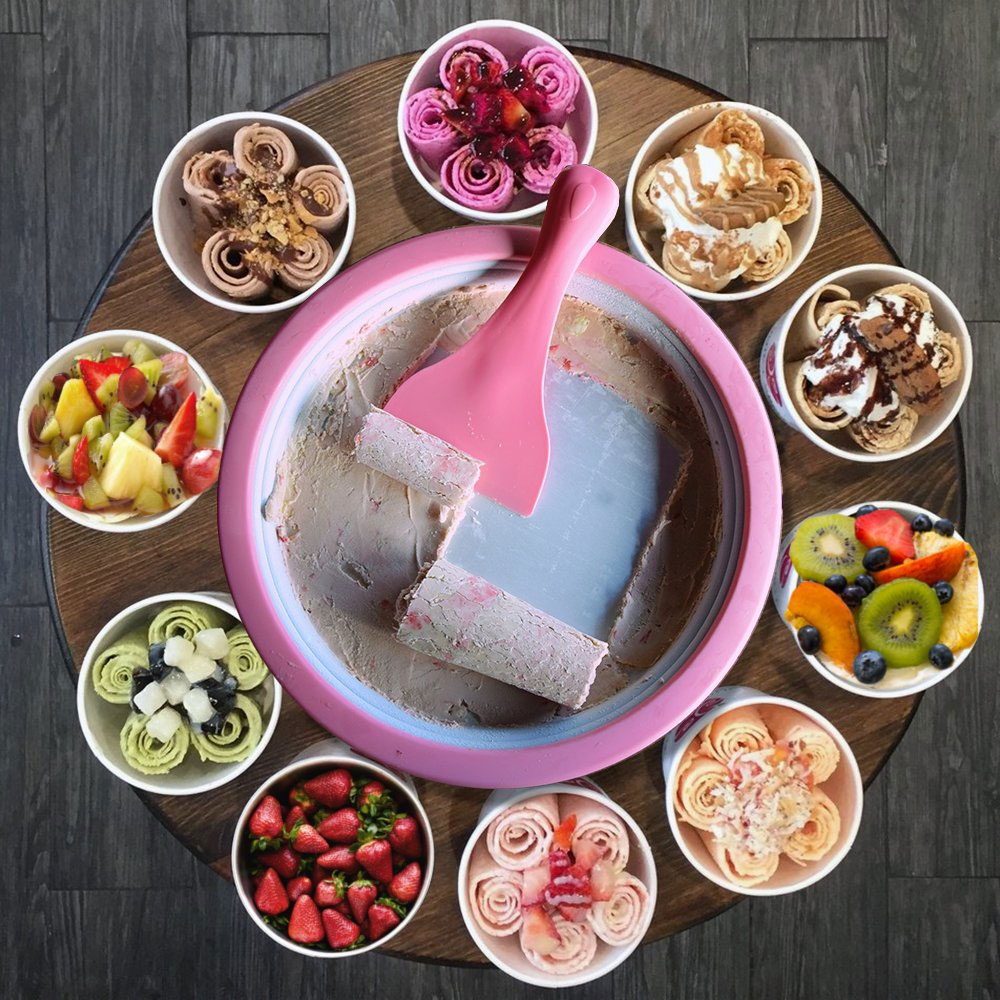 Rolling Ice Cream - Eisrollen Set, Eisrollen Maker, Rolled Ice Cream Maker, Eisplatte, Geburtstagsgeschenk, Geschenke für Frauen, Geschenke für Freundin, Geschenk für Schwester, Geschenk, Geschenkidee