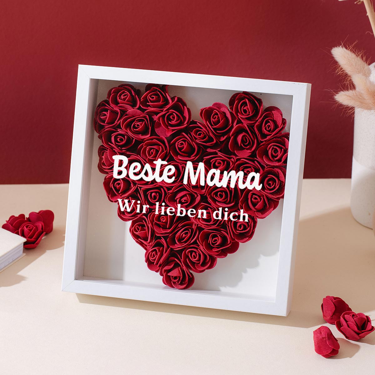 Personalisierbare Rosenbox mit Text, Weihnachtsgeschenk, Geschenk für Mama, Witzige Geschenke, Romantische Geschenke, Hochzeitsgeschenk, Kleine Geschenke, Geschenk, Geschenkidee
