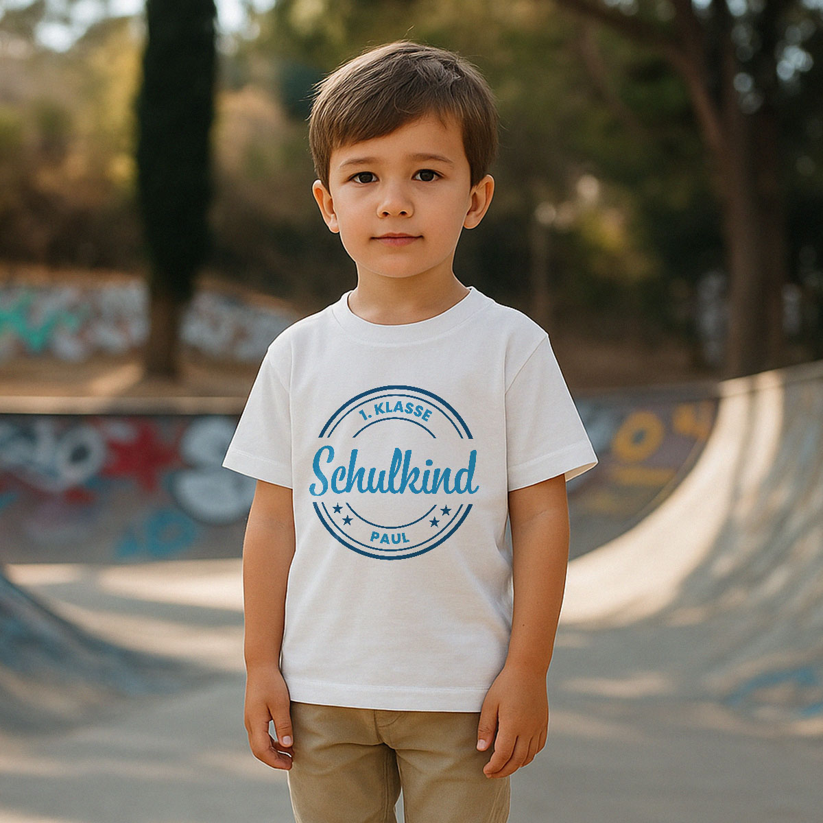Personalisierbares Kinder T-Shirt mit Kreis und Text, Kleine Geschenke, Geschenk, Geschenkidee