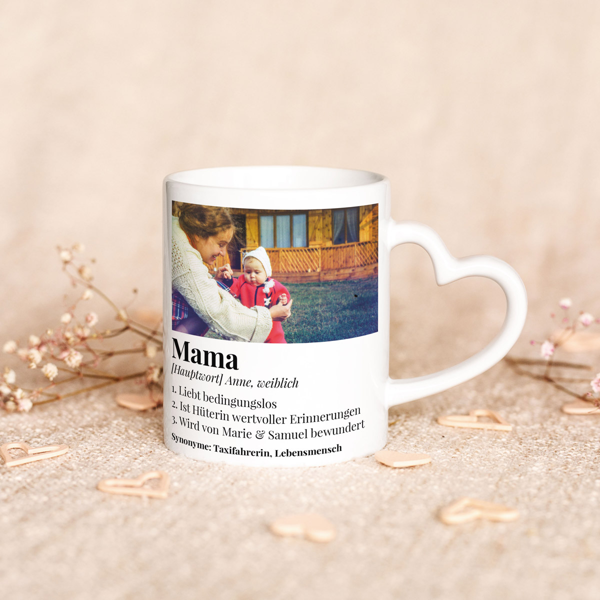 Personalisierbare Herzhenkel-Tasse mit Foto und Definition, Weihnachtsgeschenk, Fotogeschenk, Witzige Geschenke, Romantische Geschenke, Hochzeitsgeschenk, Kleine Geschenke, Geschenk, Geschenkidee