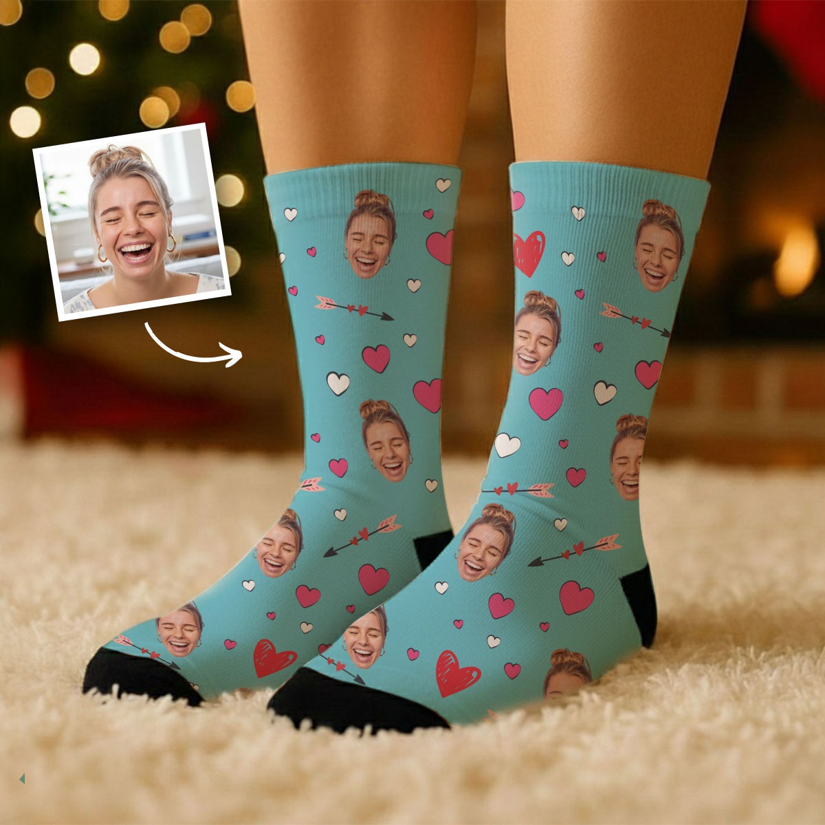 Personalisierbare Socken mit Gesicht und Liebes-Designs, Fotogeschenk, Geburtstagsgeschenk, Geschenk für Männer, Geschenk für Freund, Geschenk für Bruder, Geschenke für Frauen, Geschenke für Freundin, Geschenk für Schwester, Geschenk für Mama, Witzige Ges