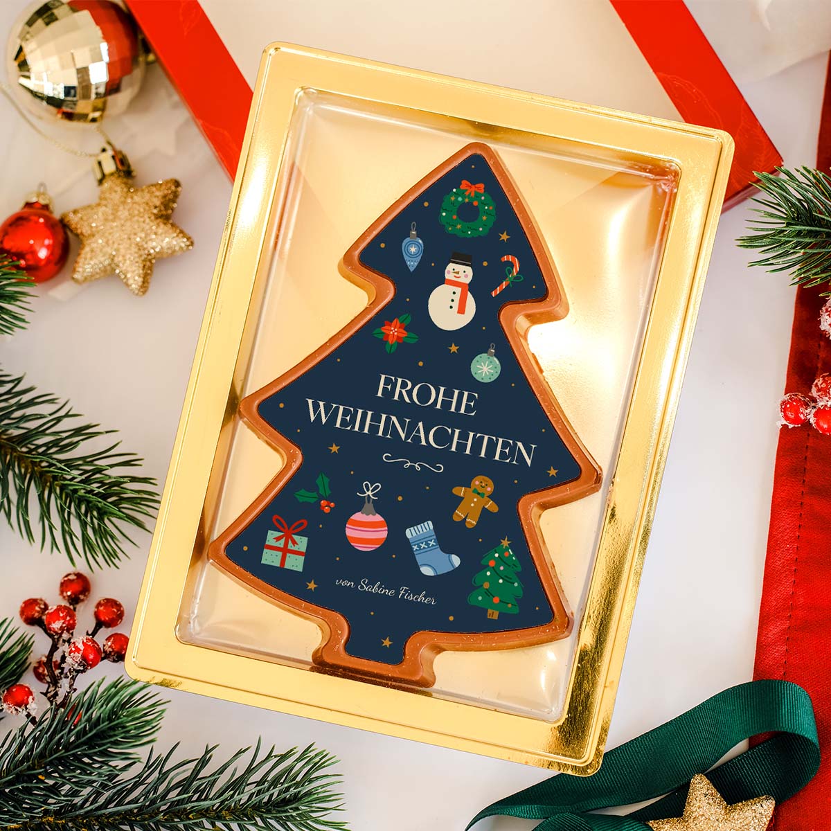 Personalisierte Schokolade als Tannenbaum mit Text, Fotogeschenk, Witzige Geschenke, Romantische Geschenke, Hochzeitsgeschenk, Kleine Geschenke, Geschenk, Geschenkidee