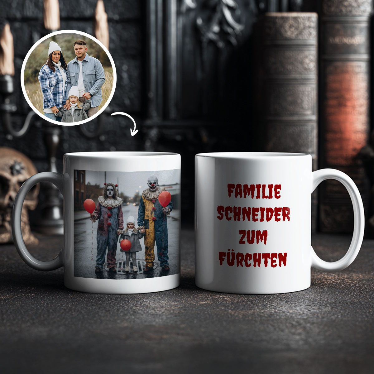 Personalisierbare Tasse mit individuellem Horrordesign, Weihnachtsgeschenk, Fotogeschenk, Witzige Geschenke, Romantische Geschenke, Hochzeitsgeschenk, Kleine Geschenke, Geschenk, Geschenkidee
