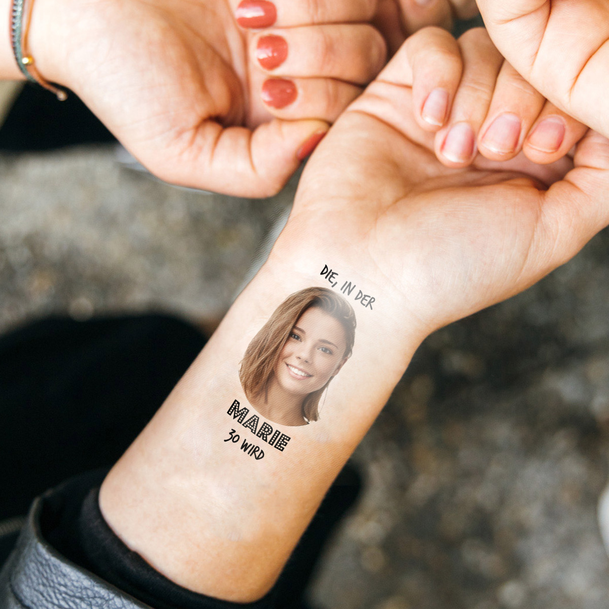 Personalisierbare Tattoos 4er Set mit Gesicht und Text, Weihnachtsgeschenk, Fotogeschenk, Geschenk für Männer, Geschenk für Freund, Geschenk für Bruder, Romantische Geschenke, Hochzeitsgeschenk, Geschenk, Geschenkidee