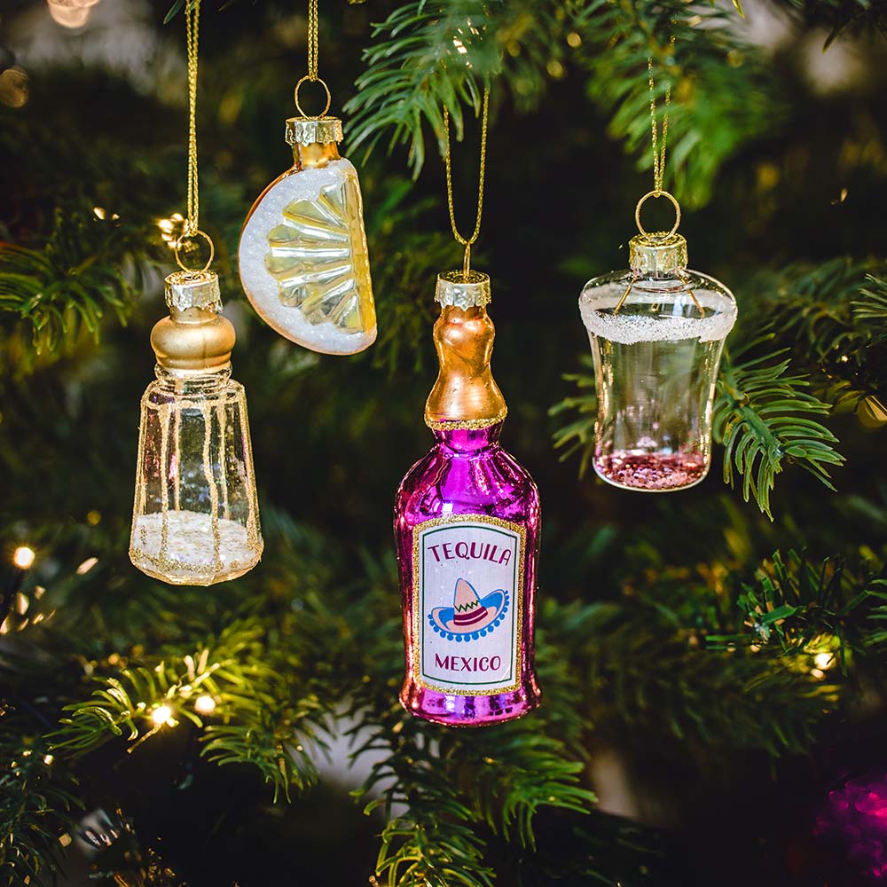 Tequila Weihnachtsbaum-Deko 4er-Set, Witzige Geschenke, Romantische Geschenke, Hochzeitsgeschenk, Kleine Geschenke, Geschenk, Geschenkidee
