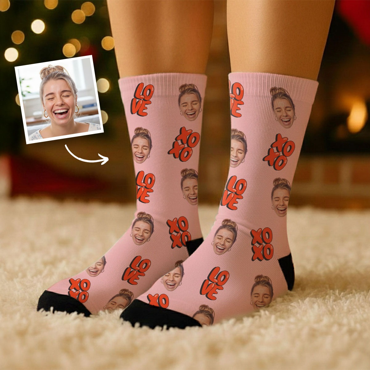 Personalisierbare Socken mit Gesicht und verschiedenen Designs, Valentinstag Geschenk, Geschenke für Frauen, Geschenke für Freundin, Geschenk für Schwester, Witzige Geschenke, Romantische Geschenke, Hochzeitsgeschenk, Kleine Geschenke, Geschenk, Geschenki