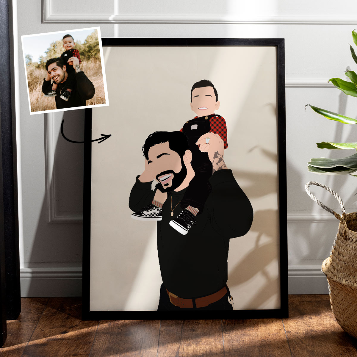 Handgezeichnete Poster Illustration mit 2 Personen, personalisiert, personalisierbar, Weihnachtsgeschenk, Fotogeschenk, Geburtstagsgeschenk, Geschenk für Männer, Geschenk für Freund, Geschenk für Bruder, Geschenke für Frauen, Geschenke für Freundin, Gesch