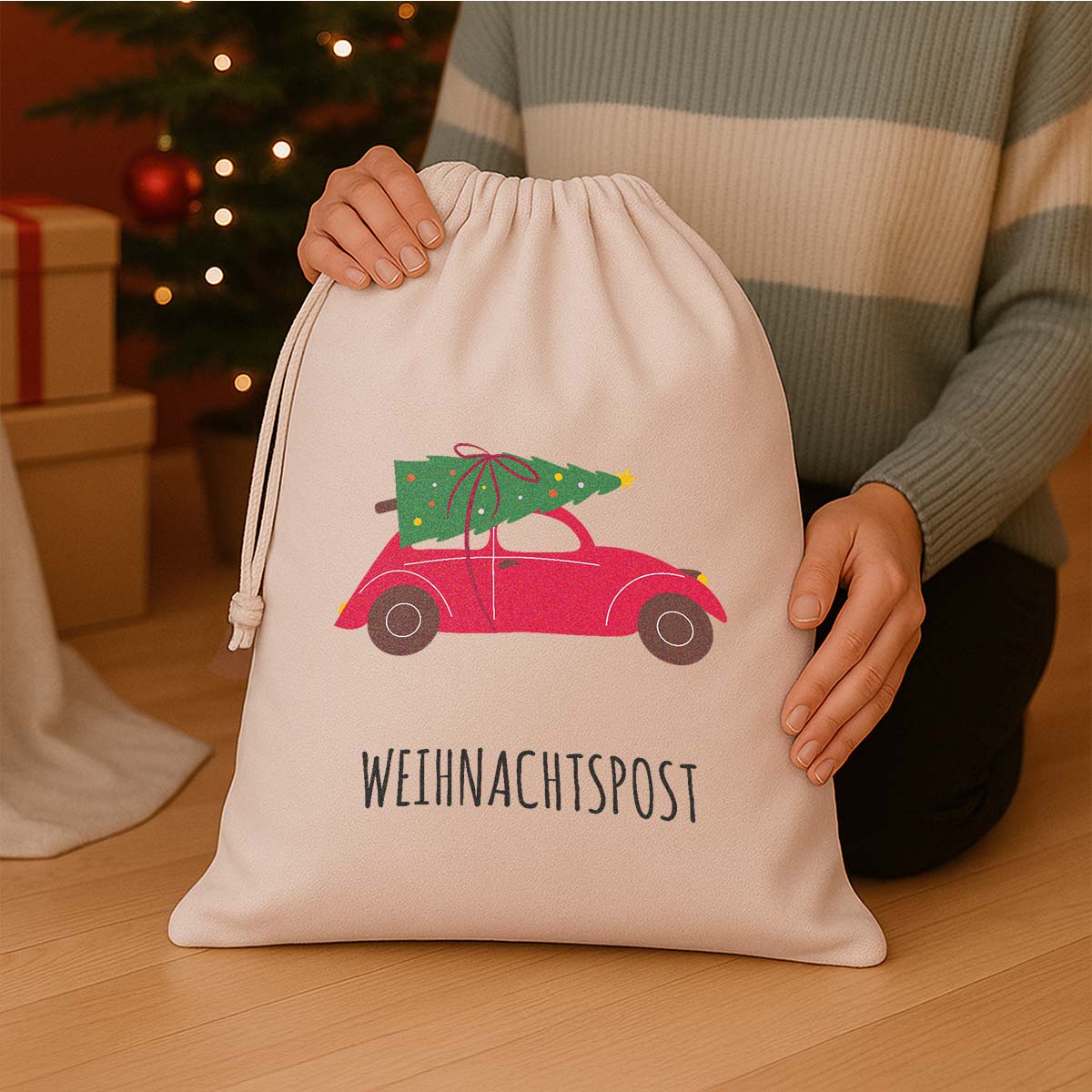 Personalisierbarer Weihnachtssack mit Illustration und Text, Weihnachtsgeschenk, Witzige Geschenke, Romantische Geschenke, Hochzeitsgeschenk, Kleine Geschenke, Geschenk, Geschenkidee