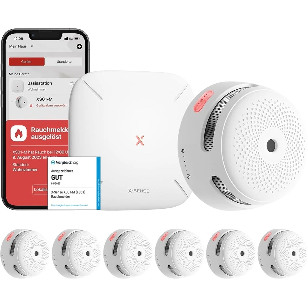 X-Sense Rauchmelder Set - 6x XS01-M Rauchmelder 1x SBS50 Basisstation