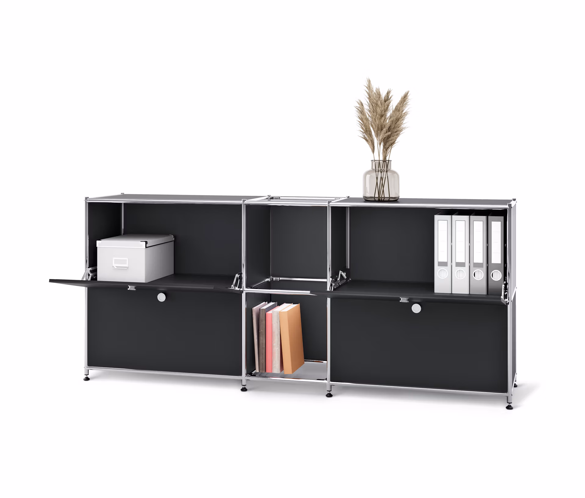 Tchibo - Sideboard Metall »Cn3« mit 4 Klappenfächern - 190x40x82,5cm - schwarz -