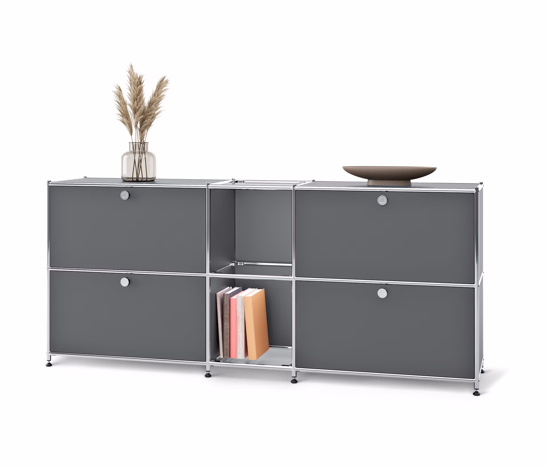Tchibo - Sideboard Metall »Cn3« mit 4 Klappenfächern - 190x40x82,5cm - chrom -