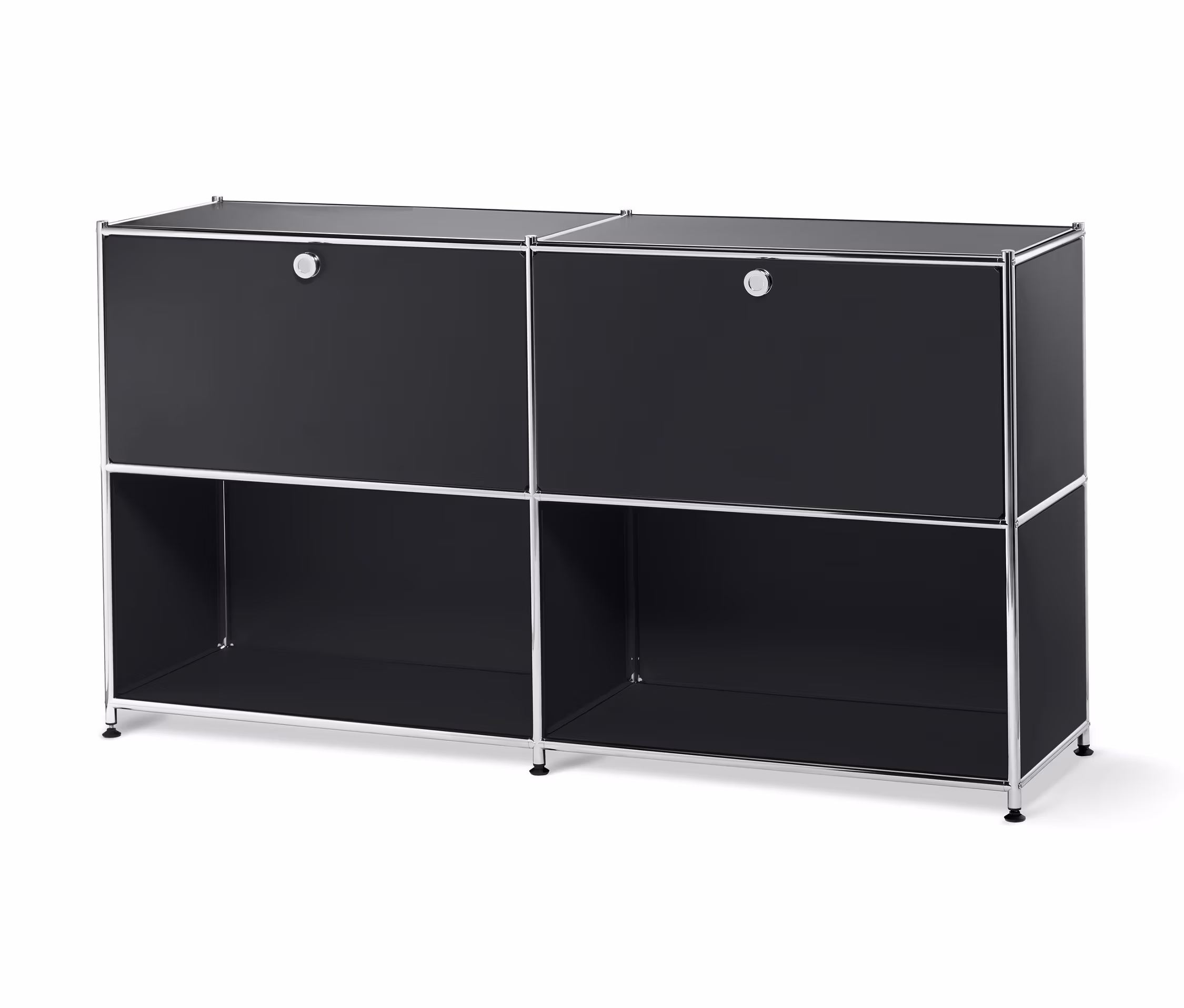 Tchibo - Sideboard Metall »Cn3« mit versetzbaren Klappenfächern - 152x40x82,5cm - schwarz -