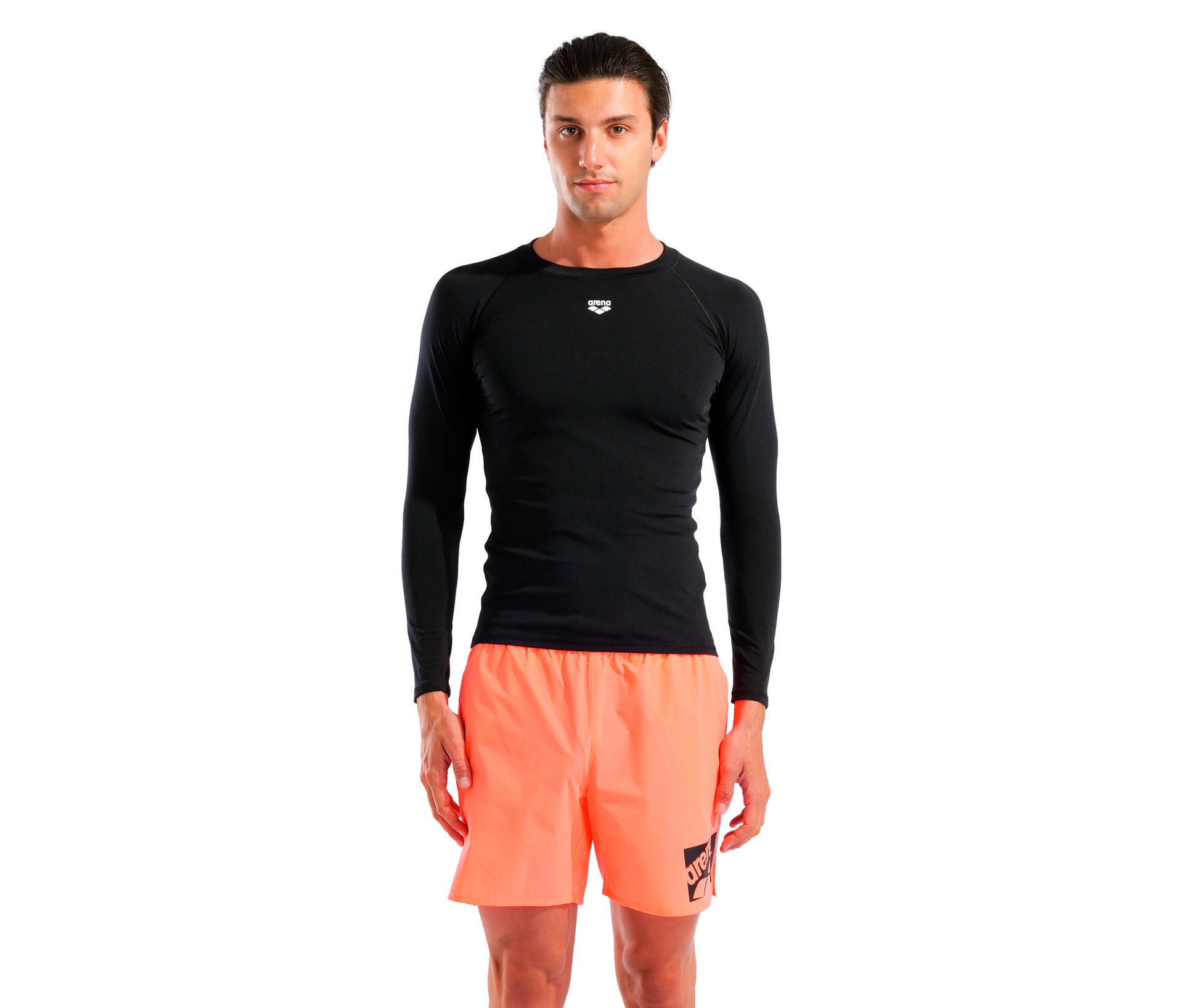arena Herren-UV-Schutz-Rash-Allover-Langarm-Schwimmshirt - Herren - Gr. M - schwarz