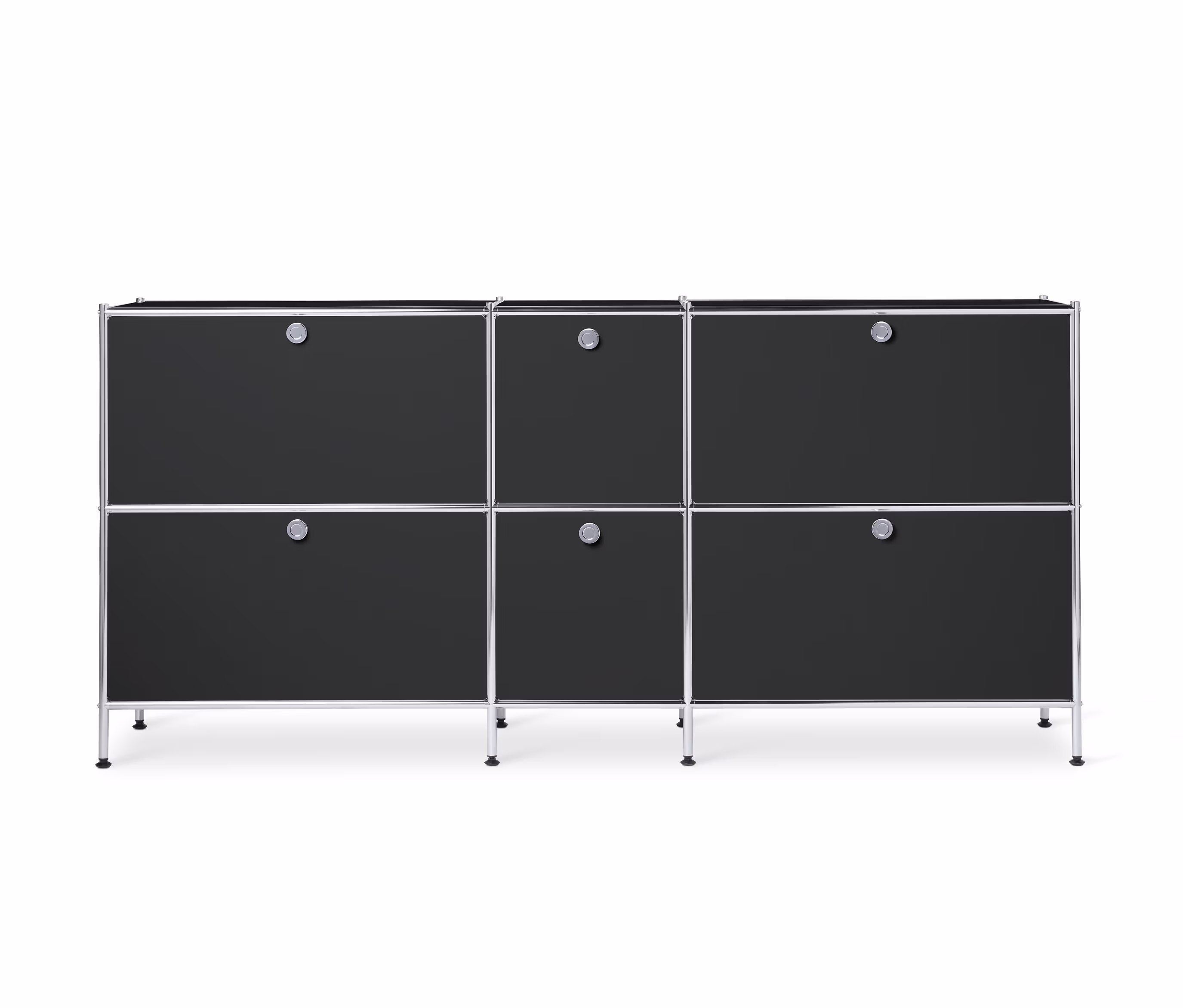 Tchibo - Sideboard Metall »Cn3« groß mit 6 Klappenfächern - 190x40x89,5cm - schwarz -