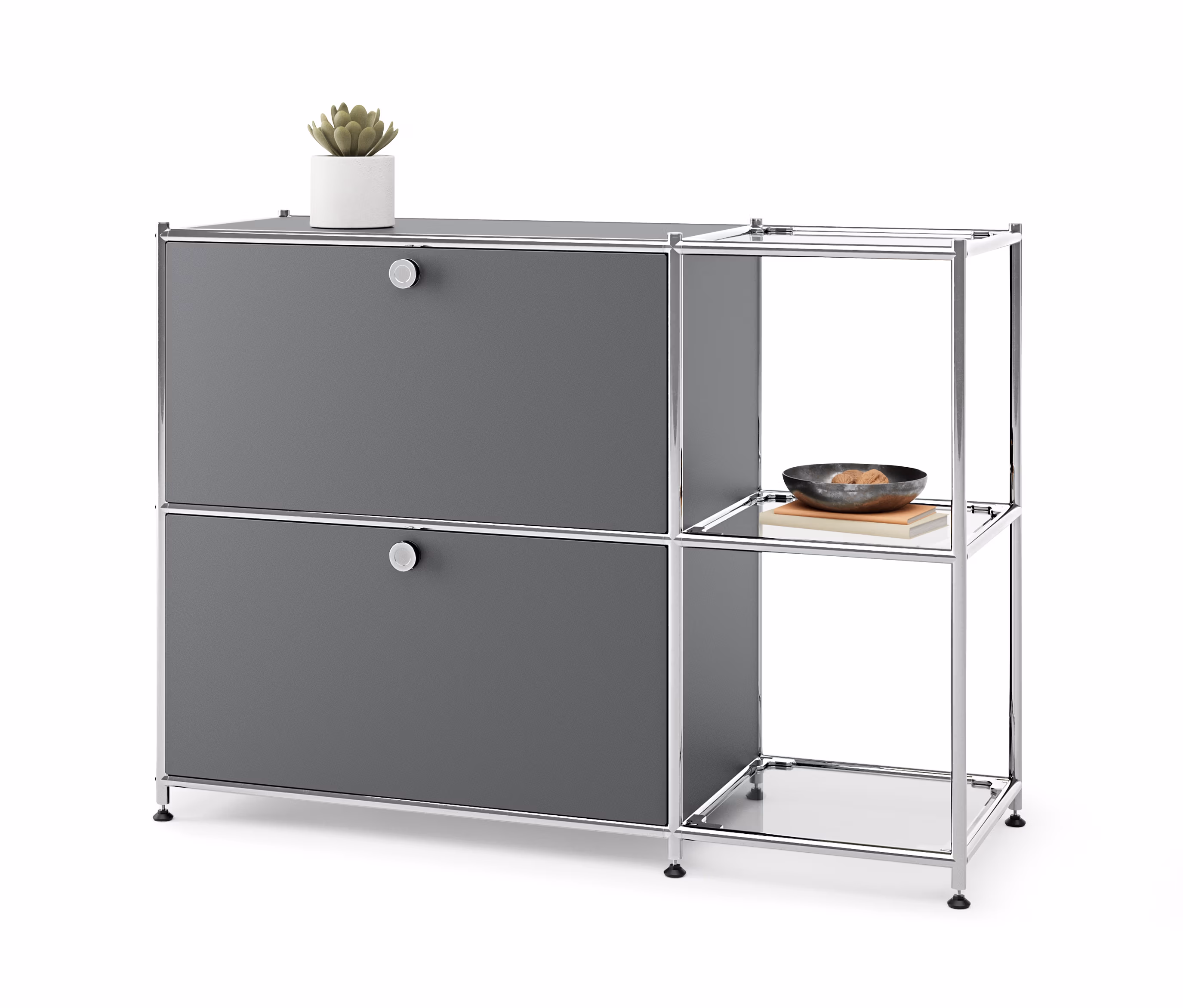 Tchibo - Sideboard Metall »Cn3« mit 2 Klappenfächern - 115x40x82,5cm - chrom -
