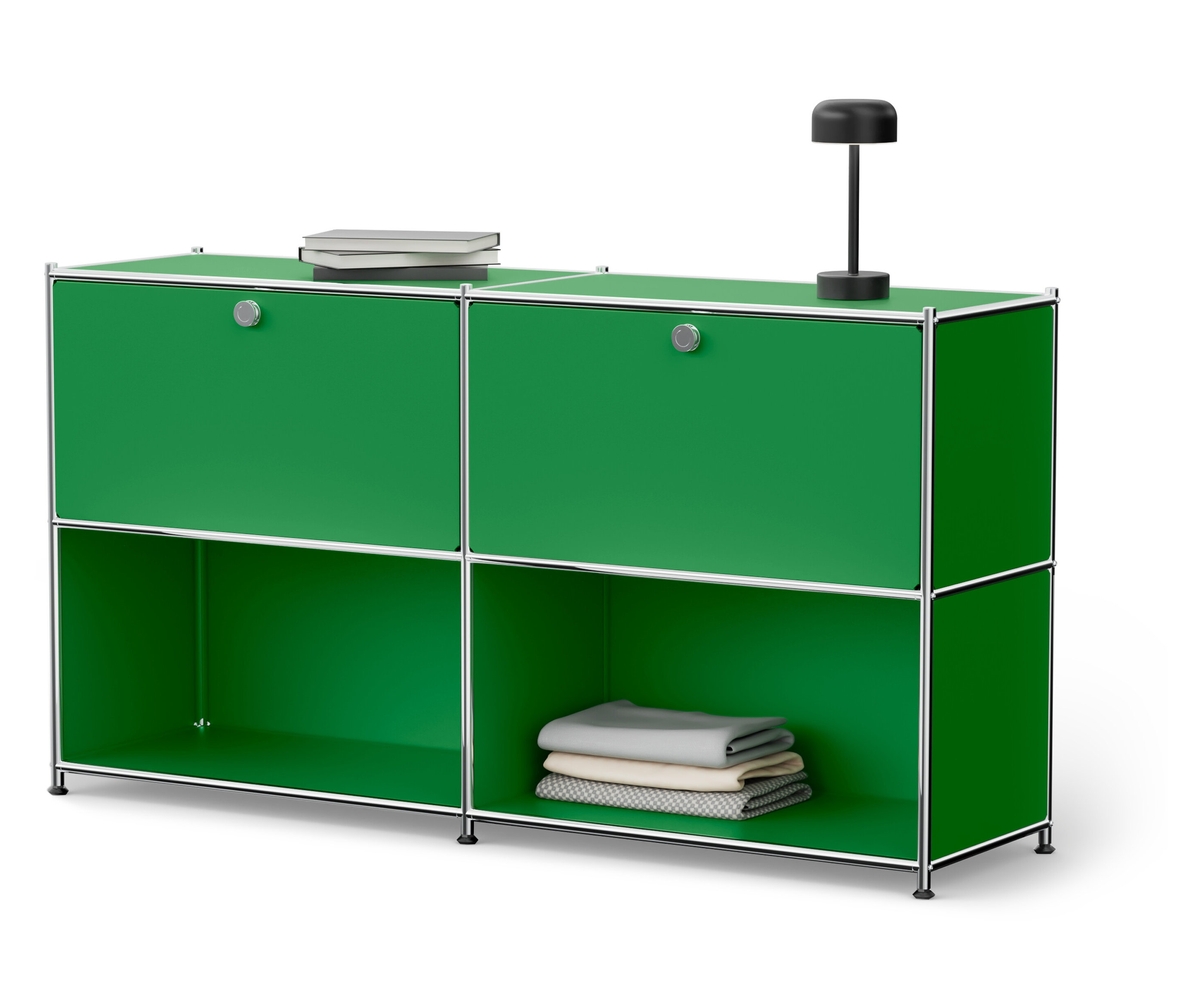 Tchibo - Sideboard Metall »Cn3« mit 2 versetzbaren Klappenfächern - 152x40x82,5cm - chrom -