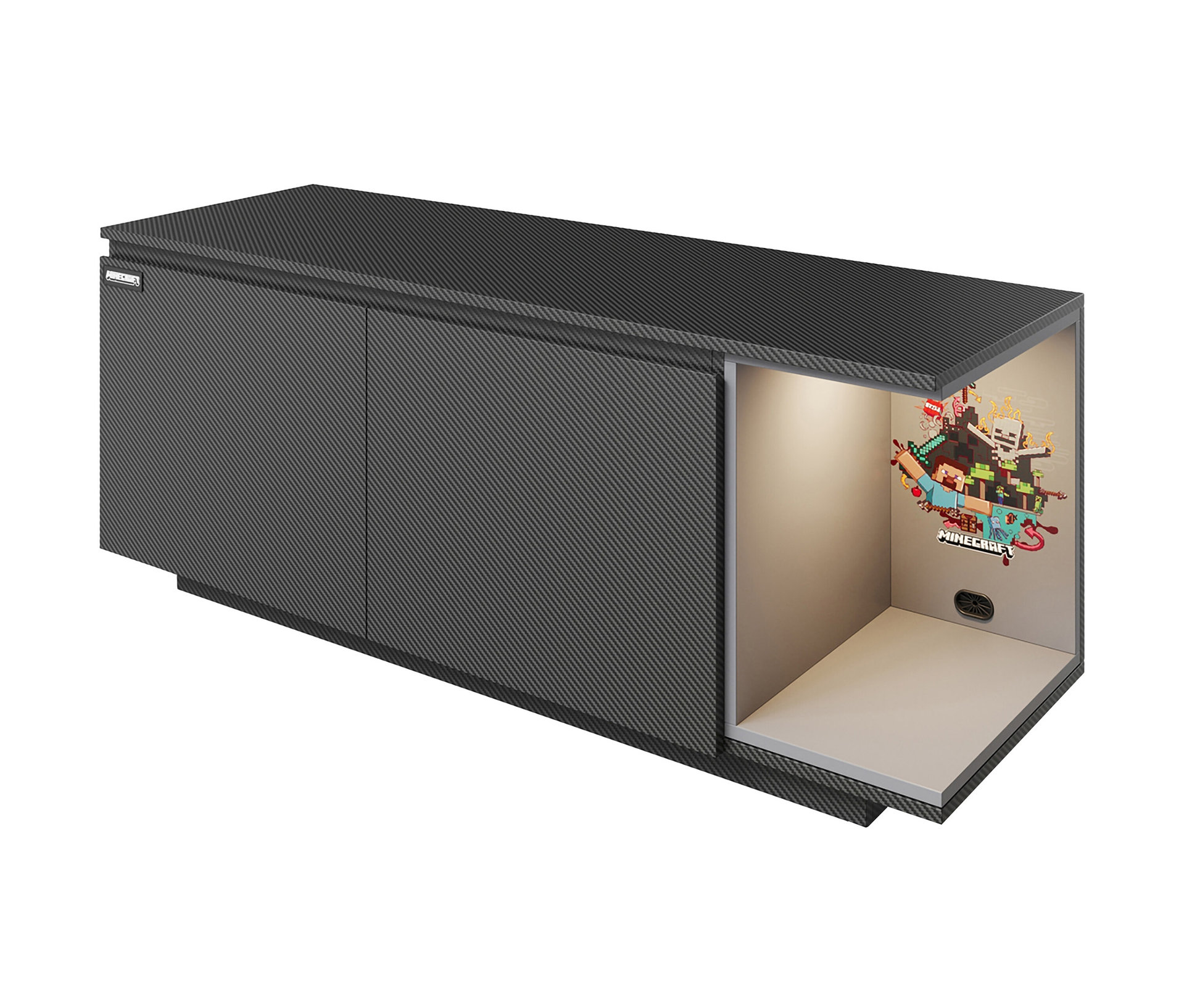 roba Minecraft TV Lowboard - 125x39x50cm - schwarz -