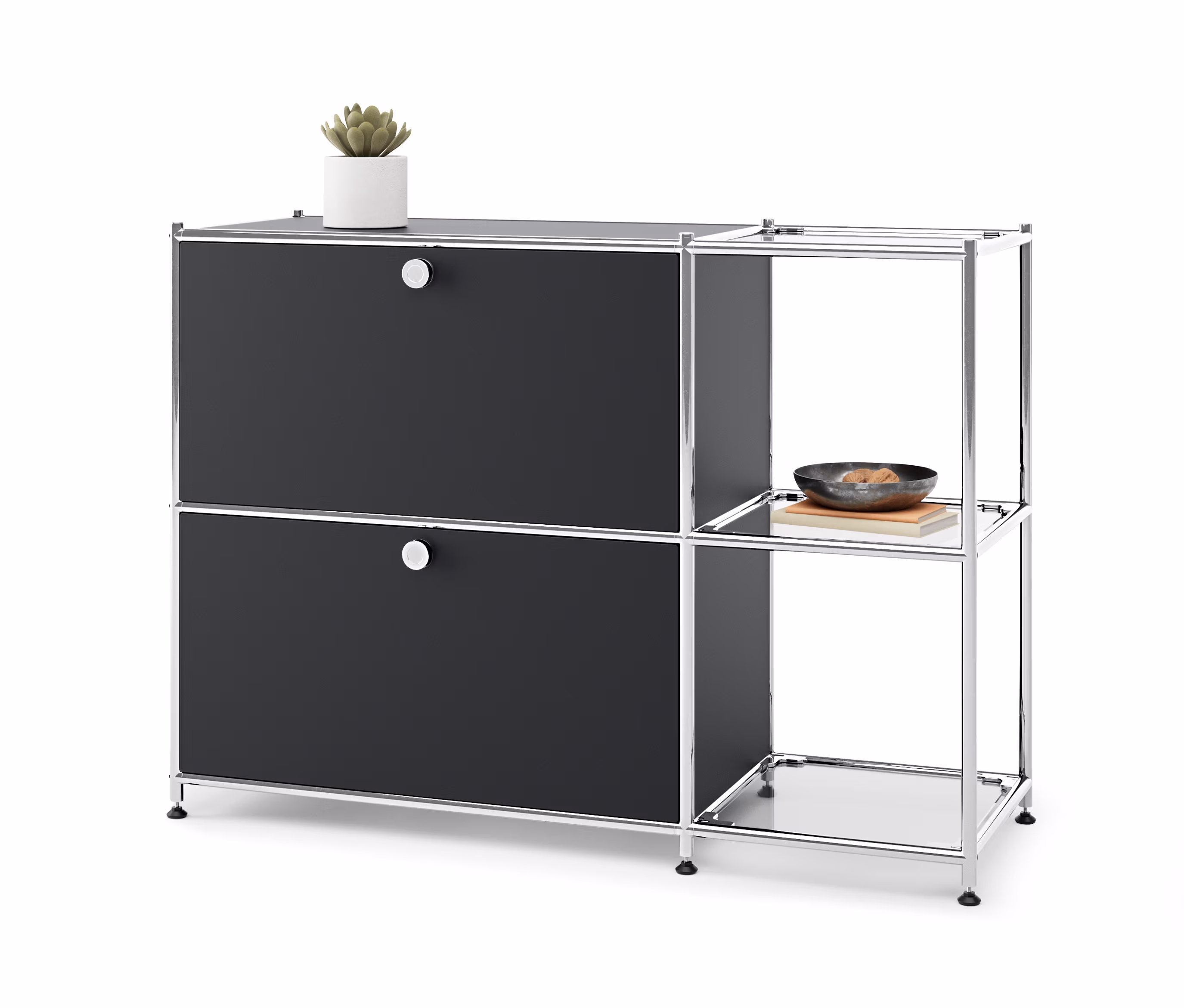 Tchibo - Sideboard Metall »Cn3« mit 2 Klappenfächern - 115x40x82,5cm - schwarz -