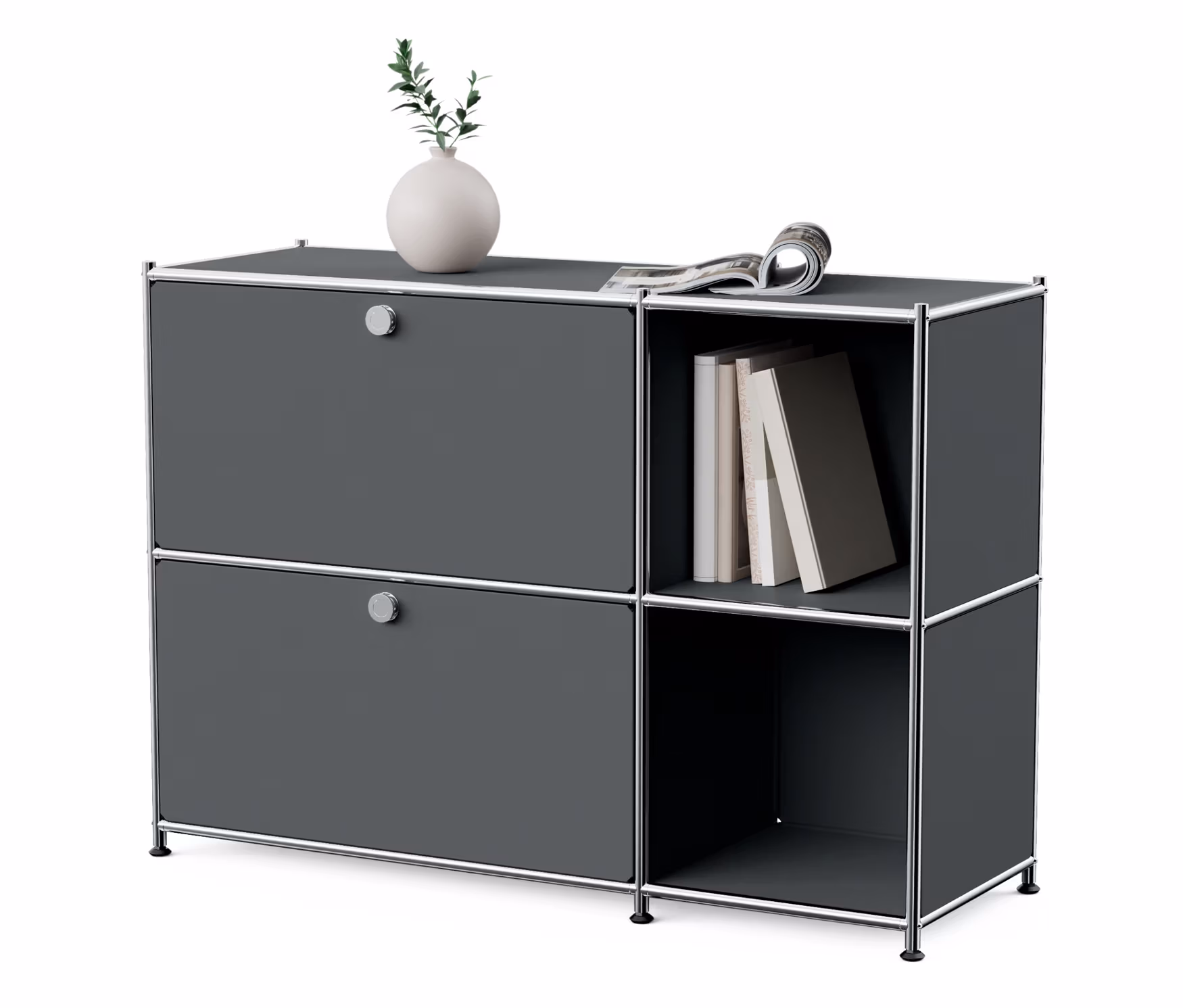 Tchibo - Sideboard Metall »Cn3« mit 2 Klappenfächern - 116x40x85,5cm - chrom -