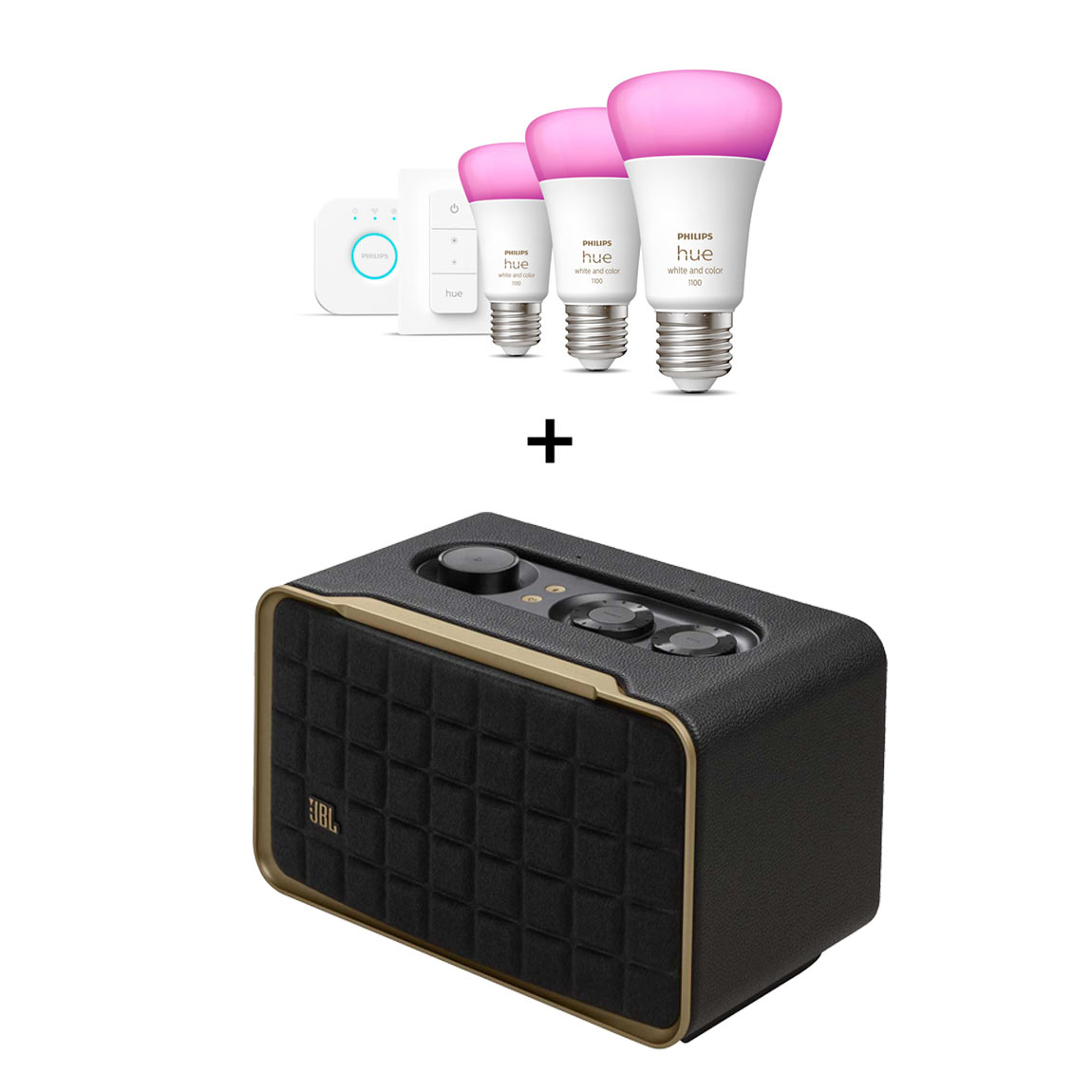 Philips Hue White & Color Ambiance E27 1100lm Starter-Set mit Bridge + JBL Authentics 200