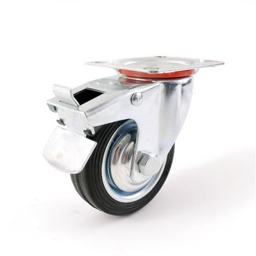 Bremsrolle gummierte Lenkrolle mit Bremse 76 mm