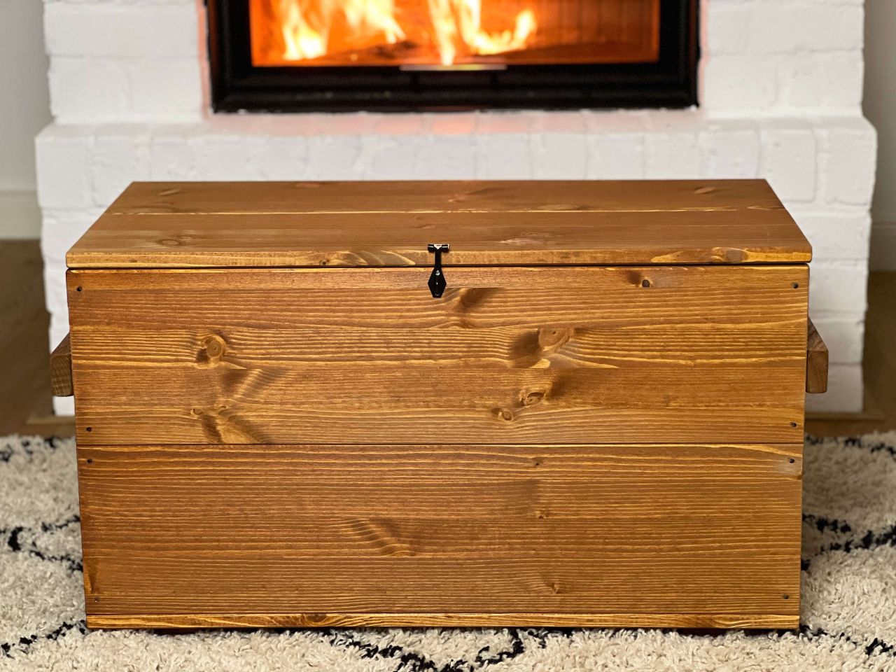 Holztruhe Schatzkiste hellbraun in Vintage Optik aus Holz