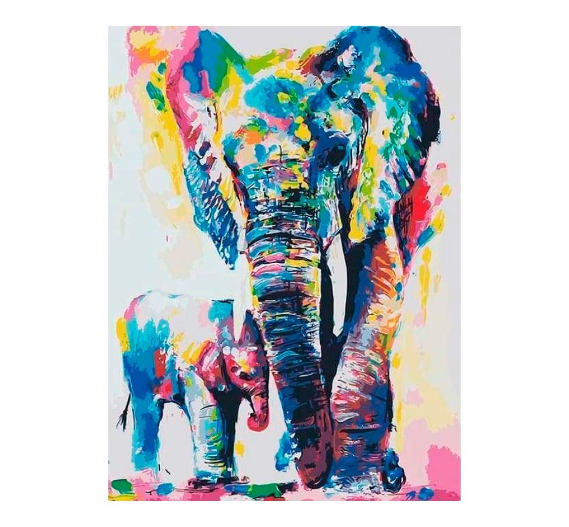 Malen nach Zahlen 'Elefanten'