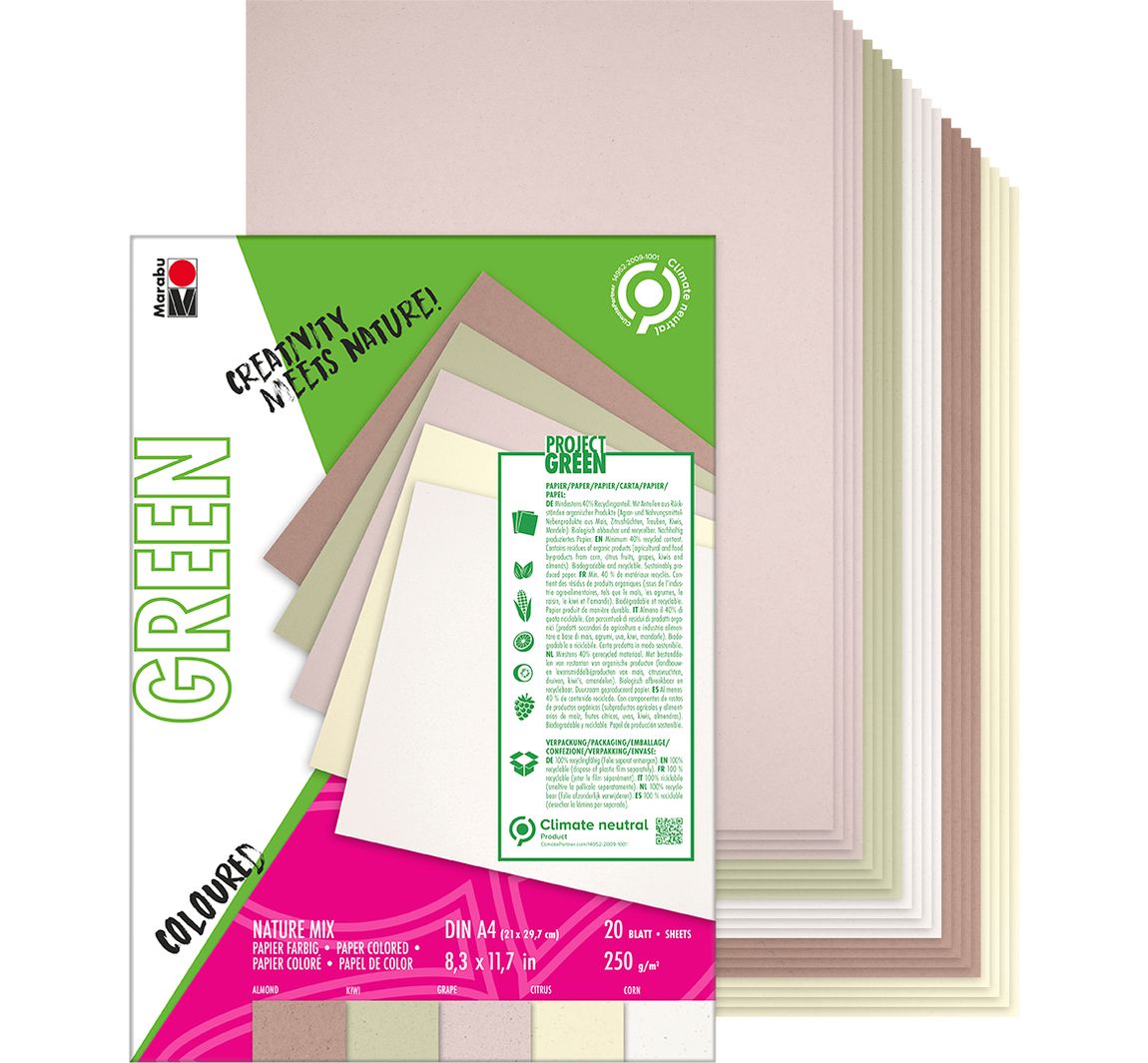 Marabu Green Papierblock Nature Mix,  DIN A4