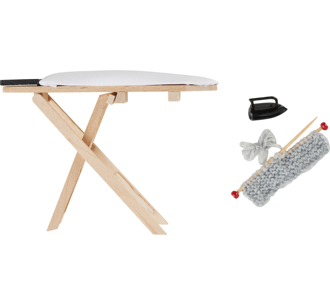 Wichtel-Set 'Bügelbrett, Bügeleisen & Strickutensilien'