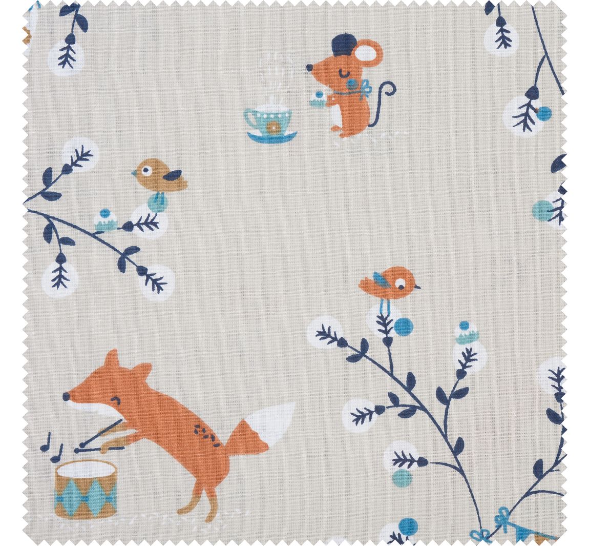 Baumwoll-Stoff 'Tiere im Wald'