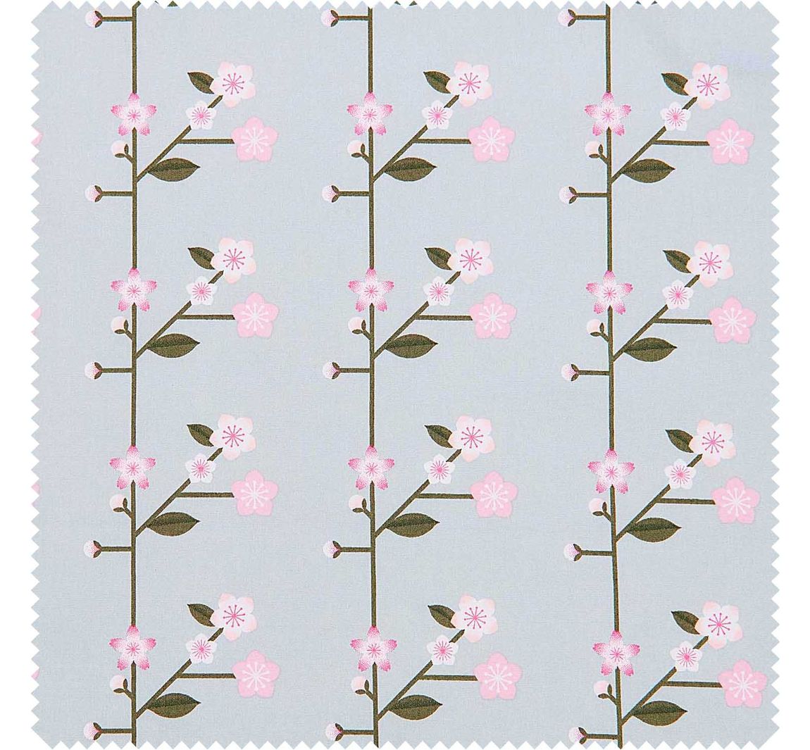 Baumwoll-Stoff Popeline 'Sakura Zweige Smoke Blue'