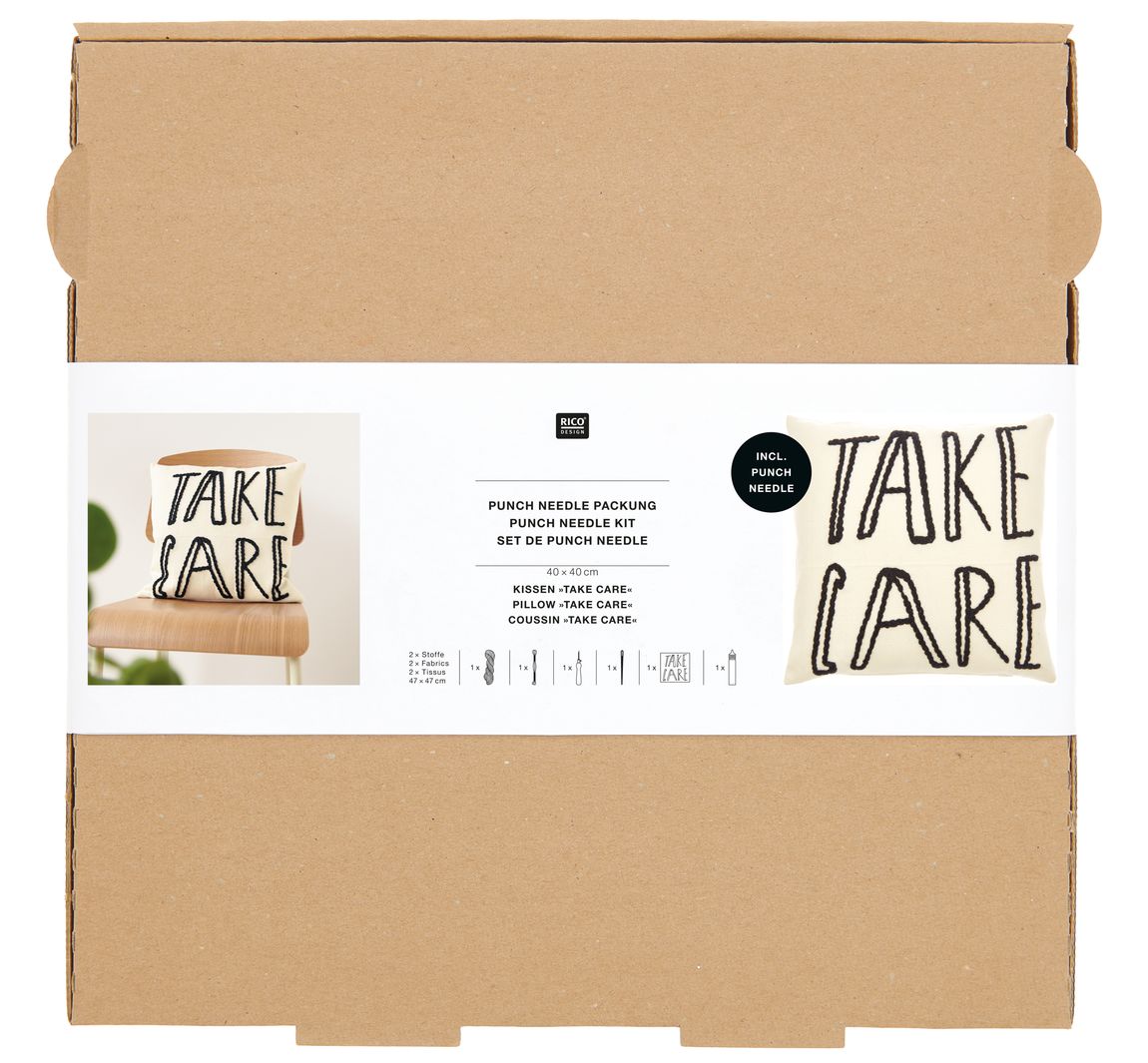 Rico Design Punch Needle Packung 'Kissen Take Care'