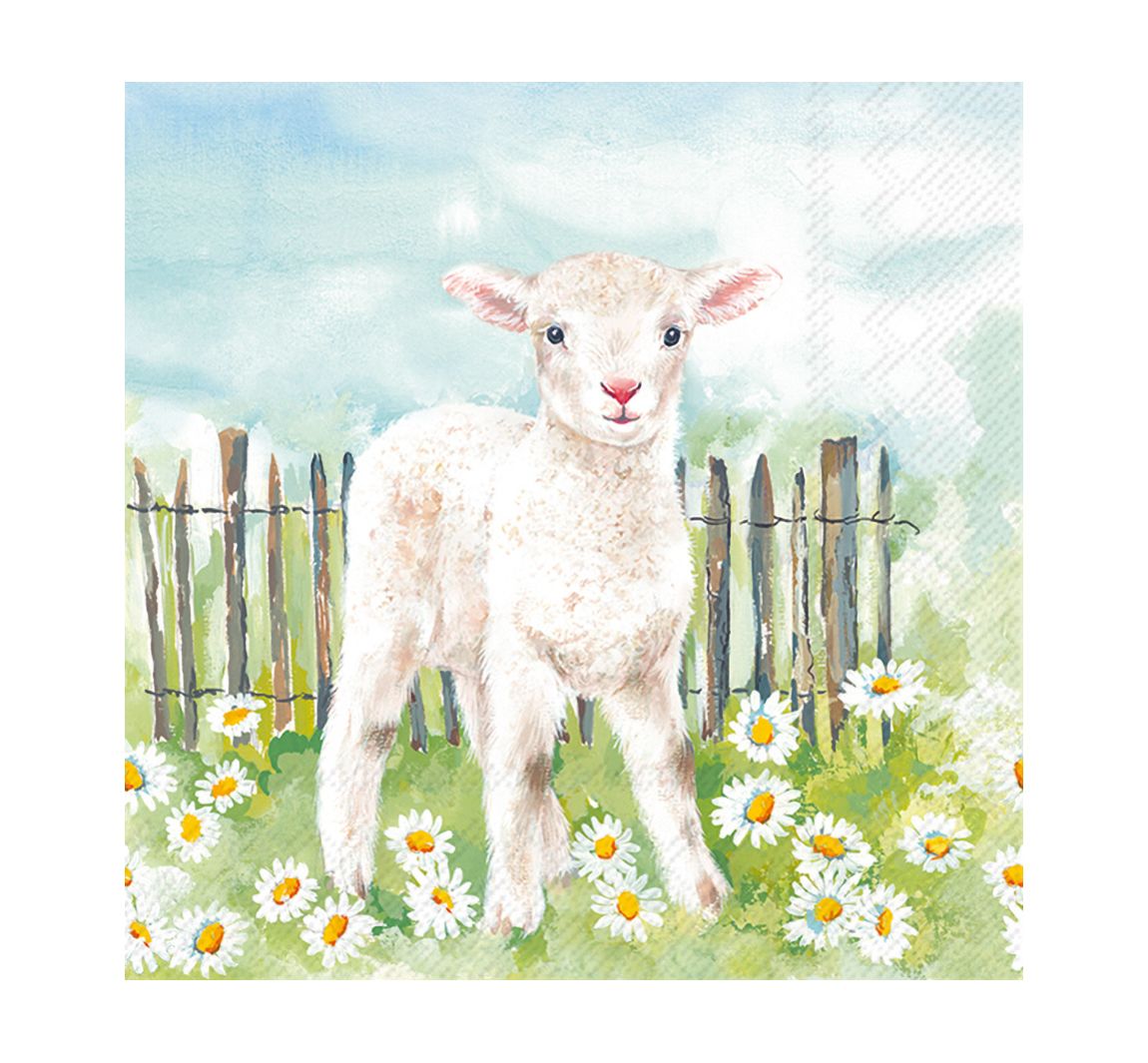 Serviette 'Lämmchen auf der Wiese'