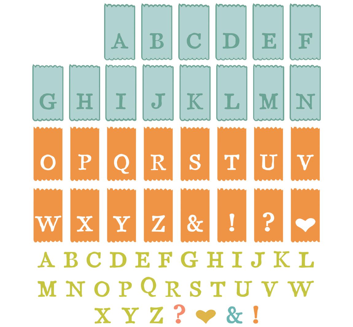 Sizzix Stanzschablone und Clear Stamps 'Tab Stamp Alpha by 49 and Market'