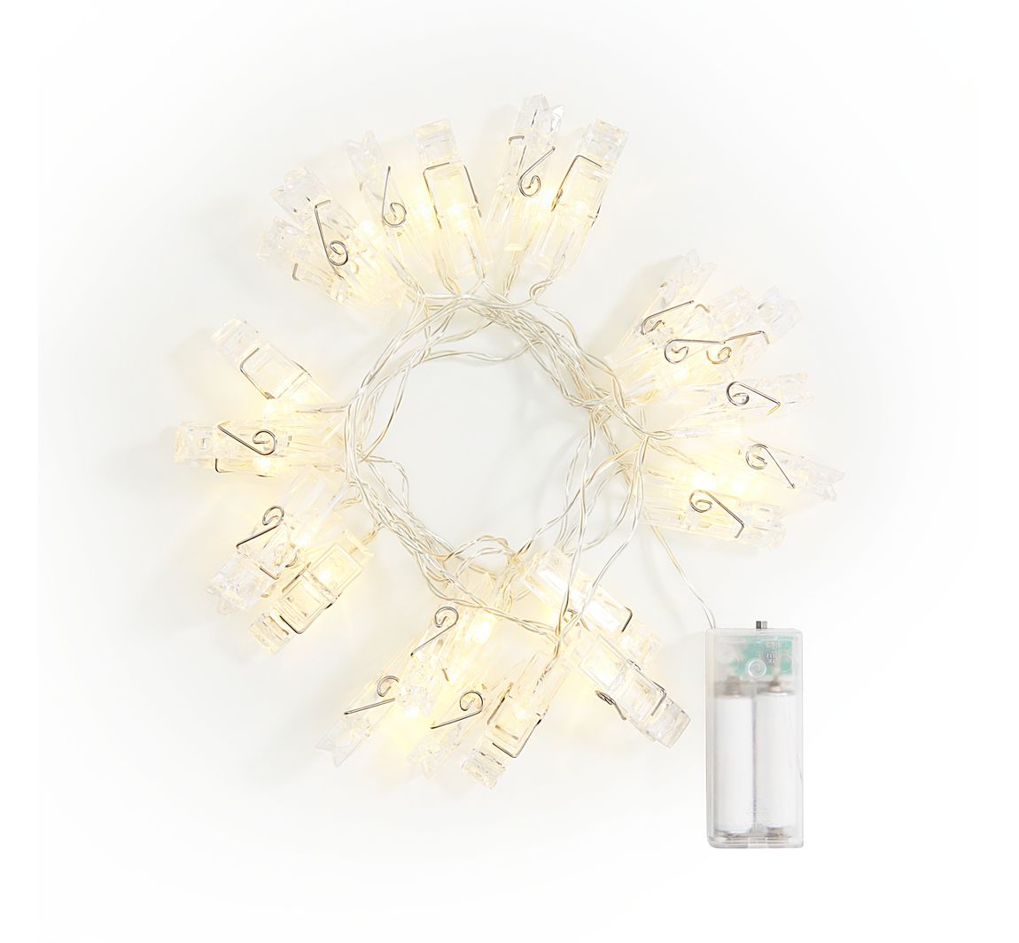 LED-Lichterkette mit 24 Klammern