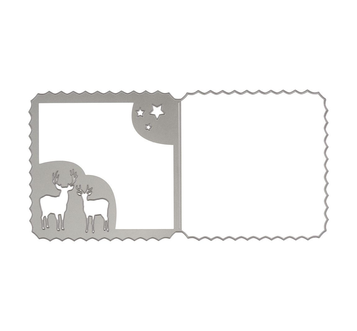 Stanzschablone 'Karte mit Rentieren'