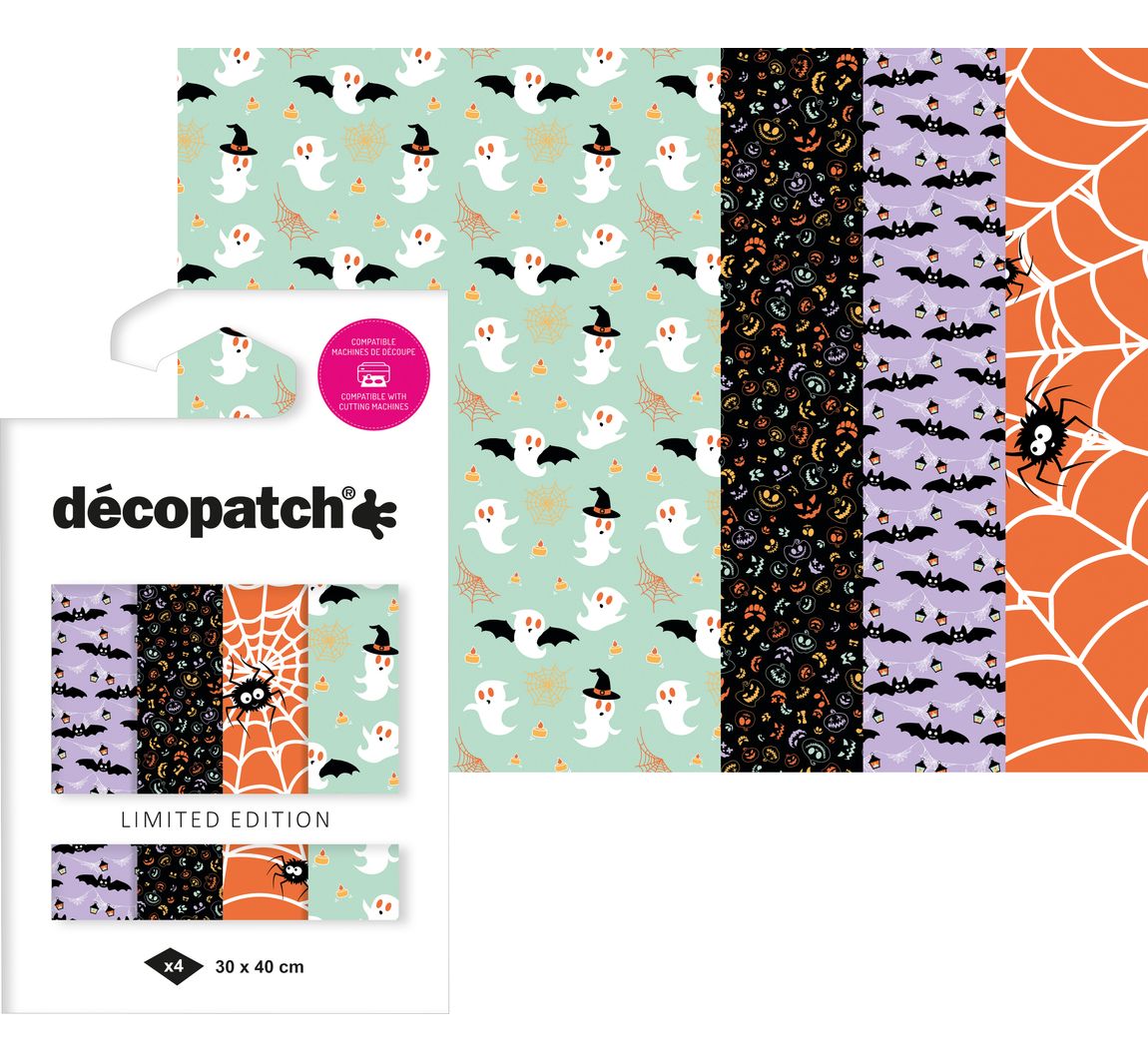 Décopatch Pocket Hot-Foil Collection 'Halloween Spinnen und Fledermäuse'