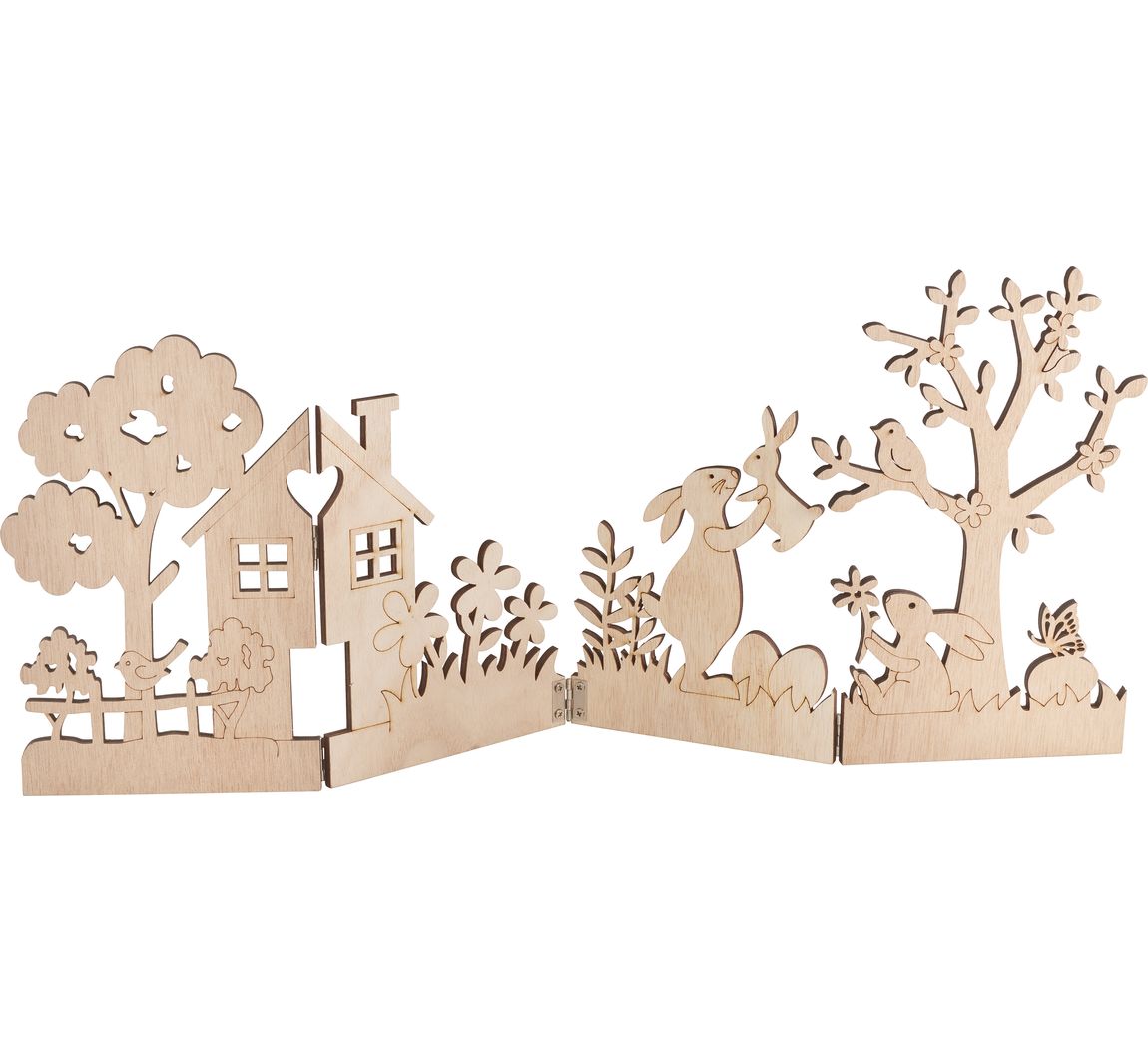 VBS Holz-Silhouette 'Hasen im Garten'