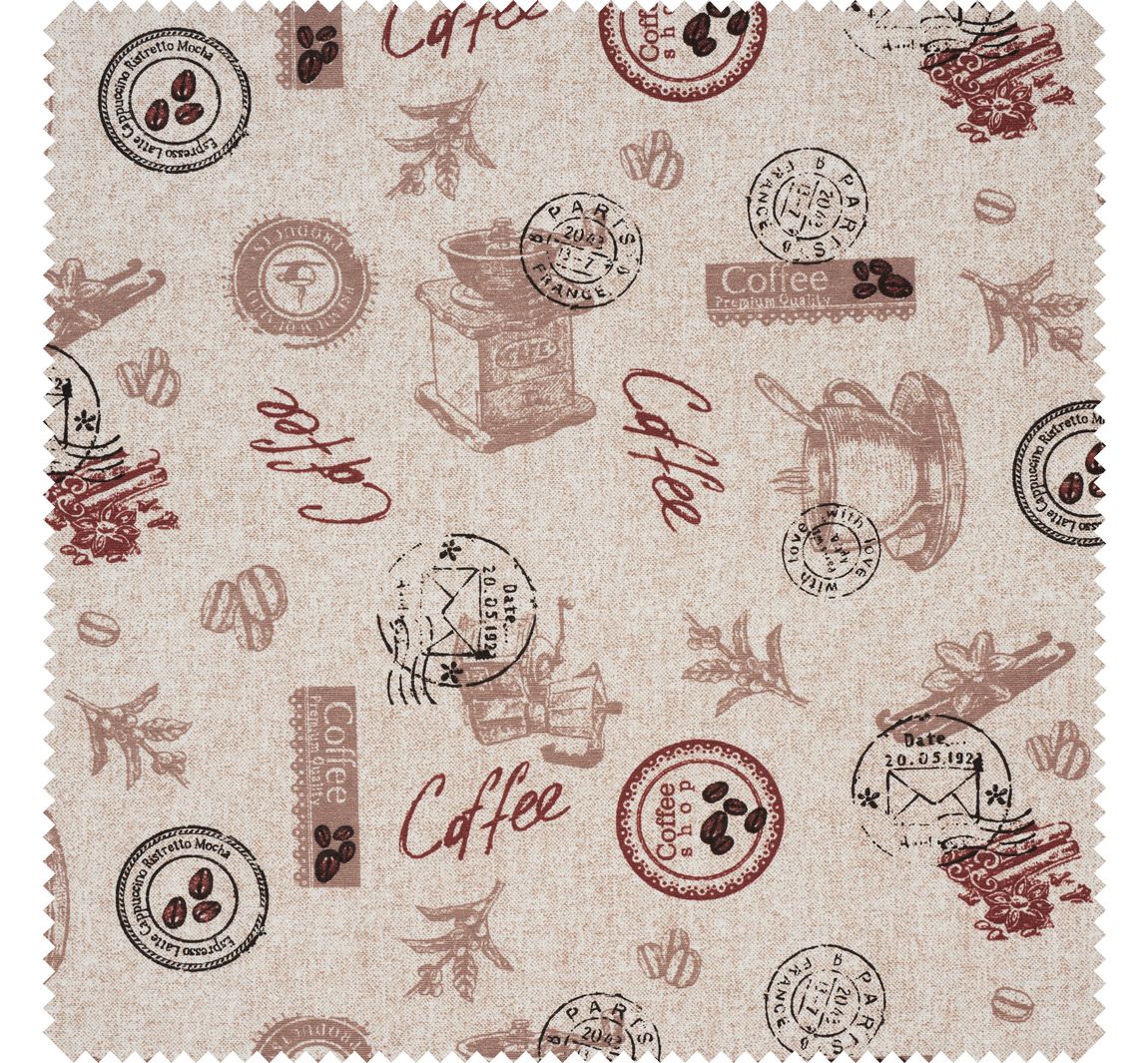 Motiv-Stoff Leinenoptik 'Coffee'